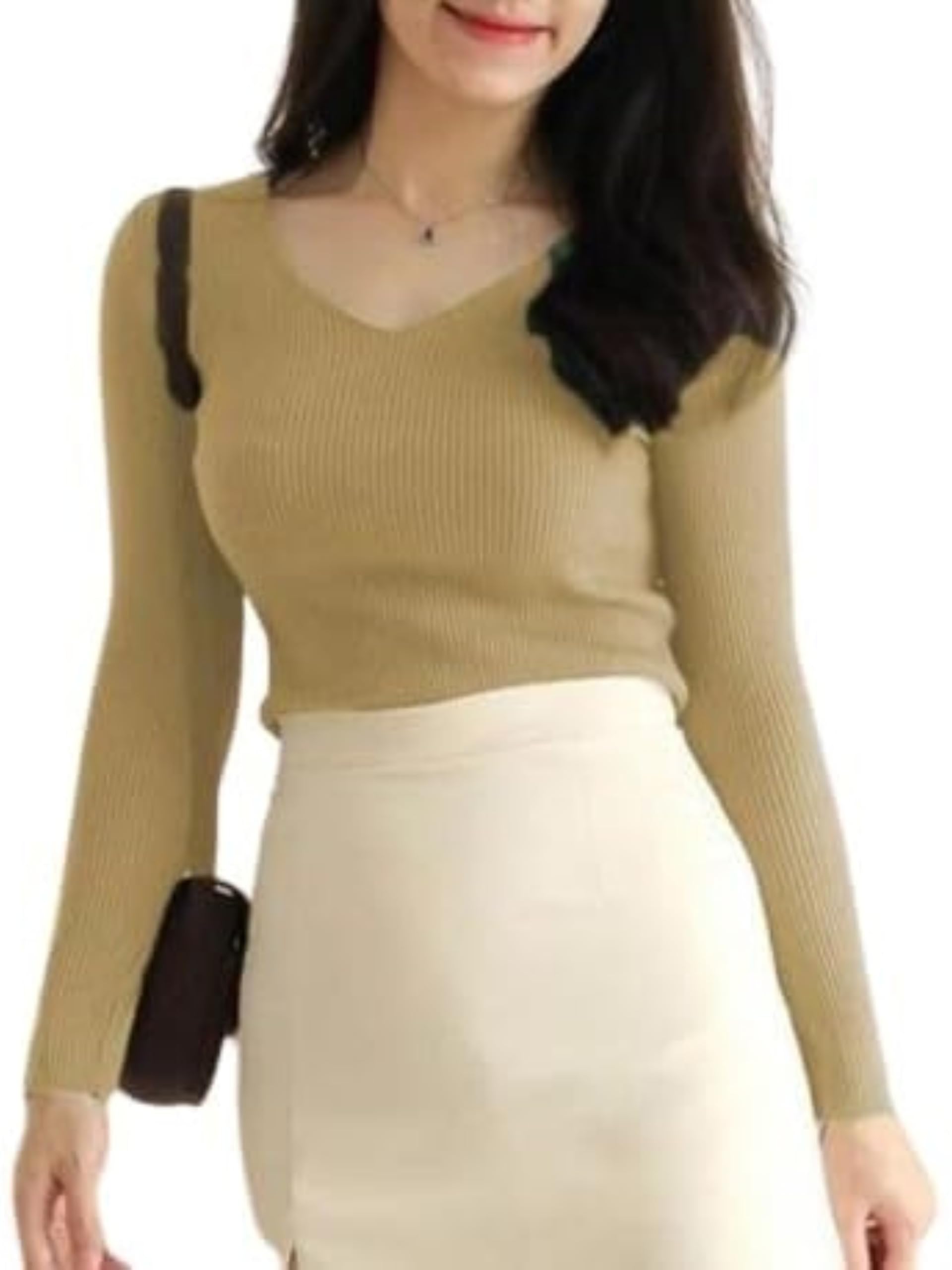 GarbGlide Ribbed V-Neck Top for Women