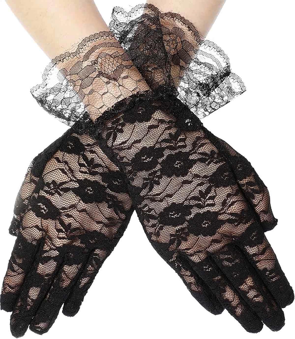YUPPIN Lace Gloves for Women - Black - Image 2