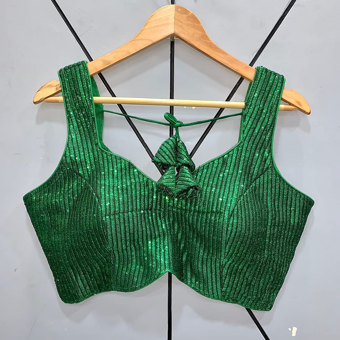 Vihu Green Georgette Blouse with Sequin Work - Image 5