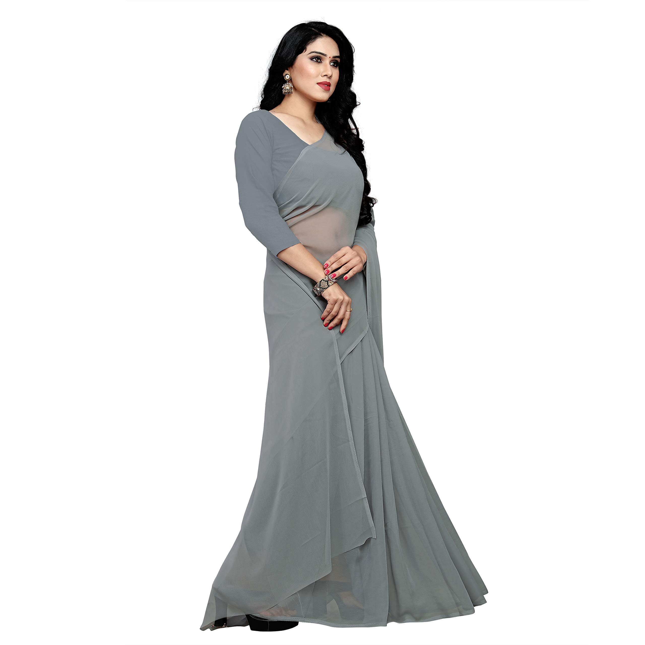 Sidhidata Grey Georgette Saree for Women - Image 4