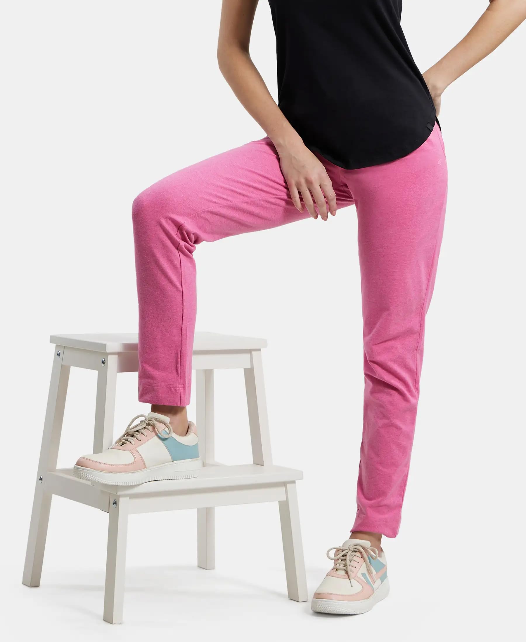 Jockey Women's Relaxed Cotton Lounge Pants - Ibis Rose Melange - Image 5