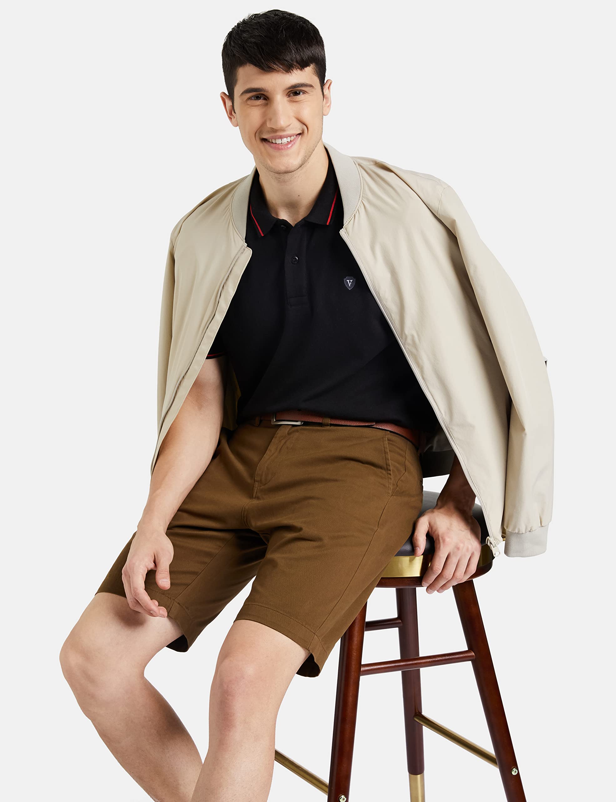 Symbol Men's Cotton Chino Shorts - Brown - Image 3