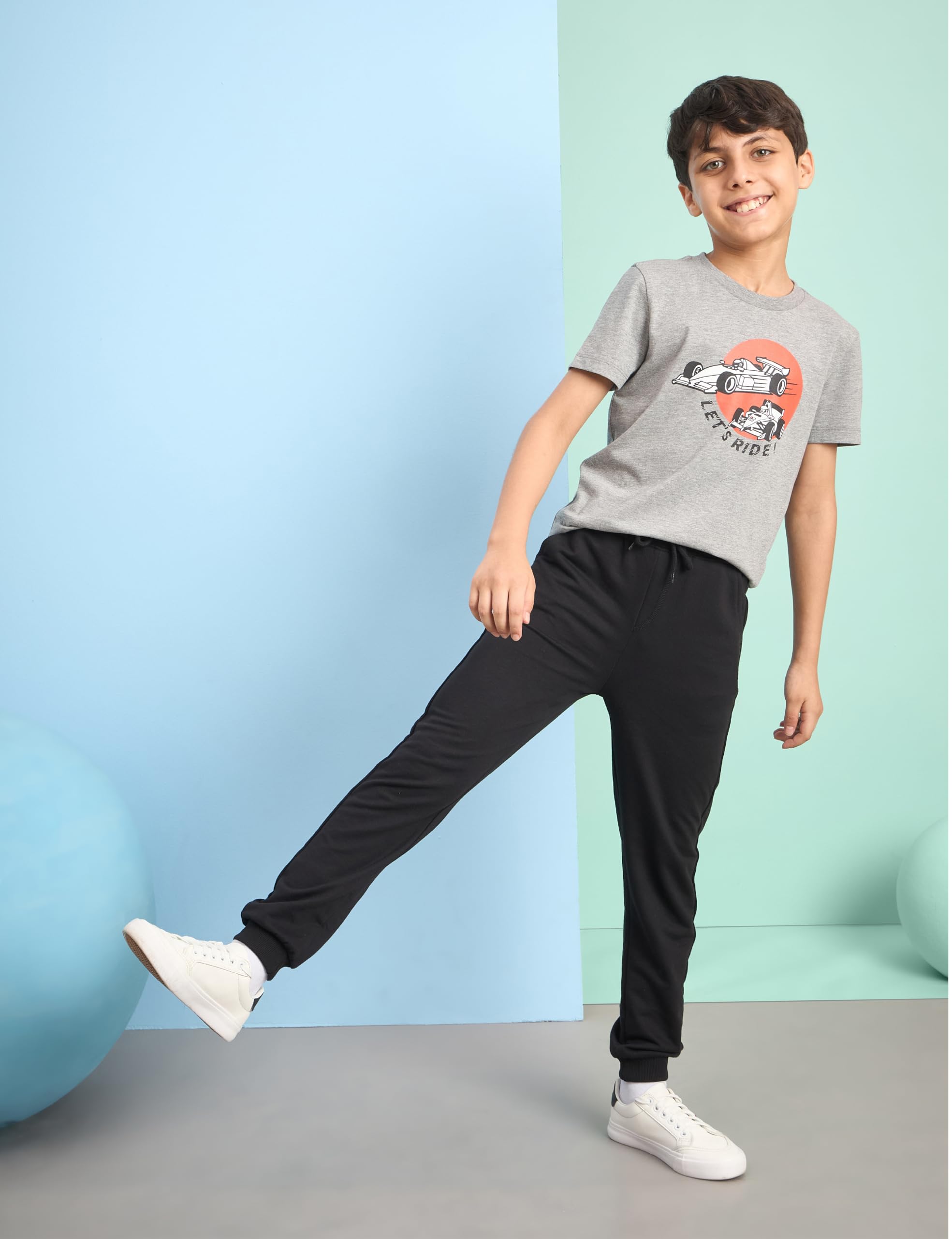 Boys Cotton Track Pants - Black - Image 4