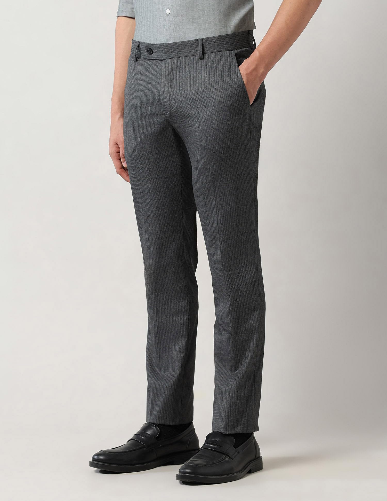 Arrow Men's Dark Grey Tapered Suit Trousers - Image 5