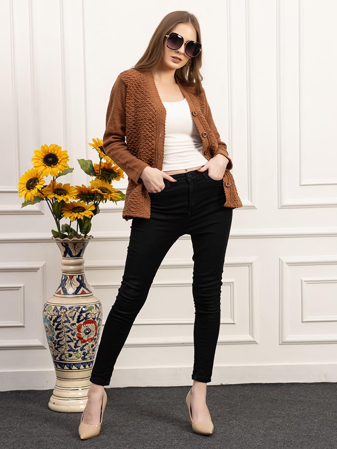 Dadu Dayal Women Winter Woolen Cardigan - Image 2