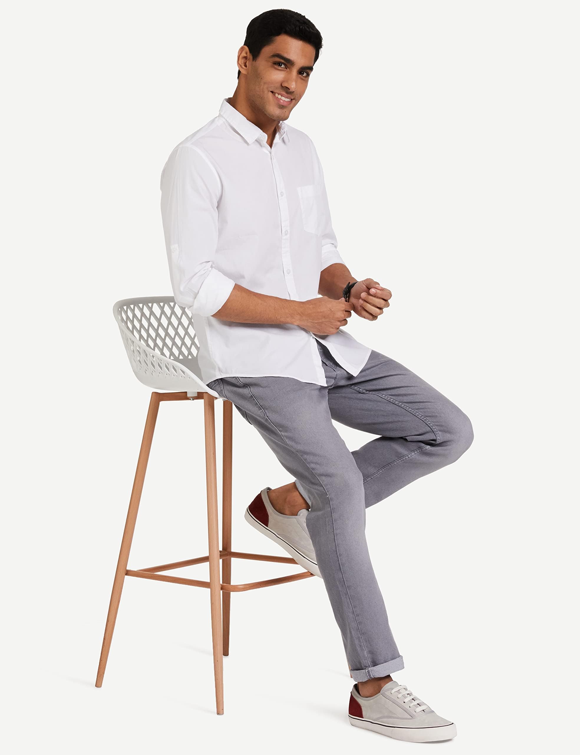 Men's Classic Cotton Shirt - Black & White - Image 3