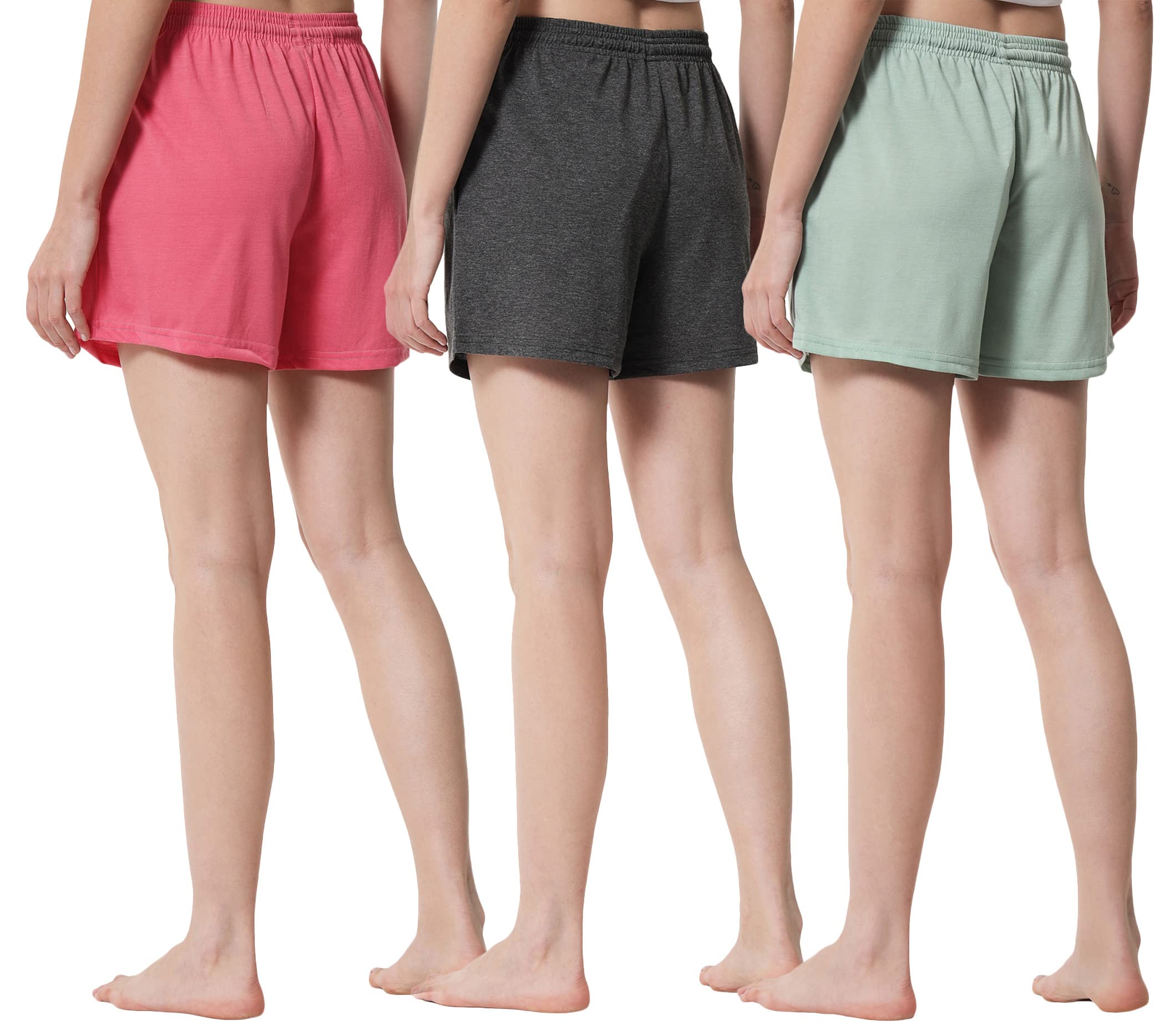 Fflirtygo Women's Cotton Shorts - Charcol Grey Pista Green Pink - Image 3