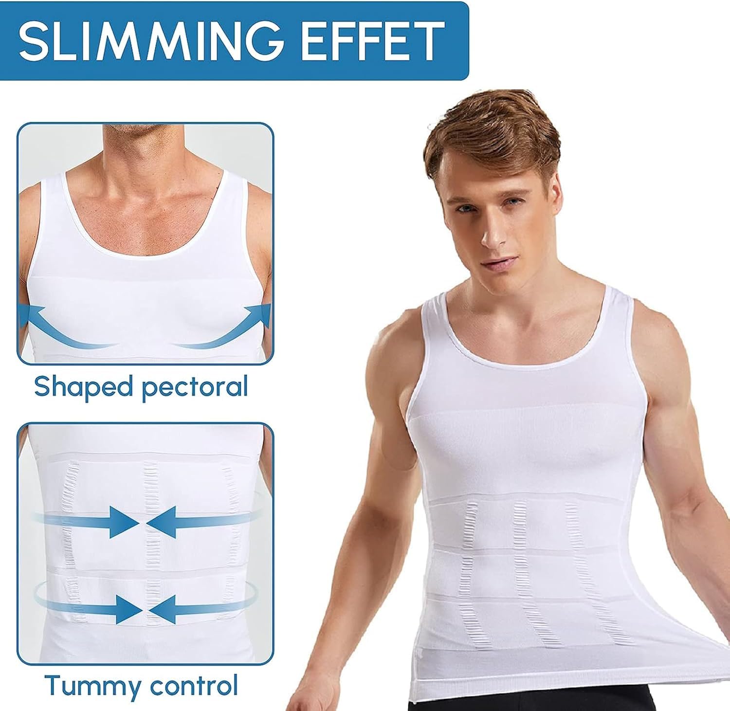 ANSHI Men's Compression Tank Top - White - Image 4