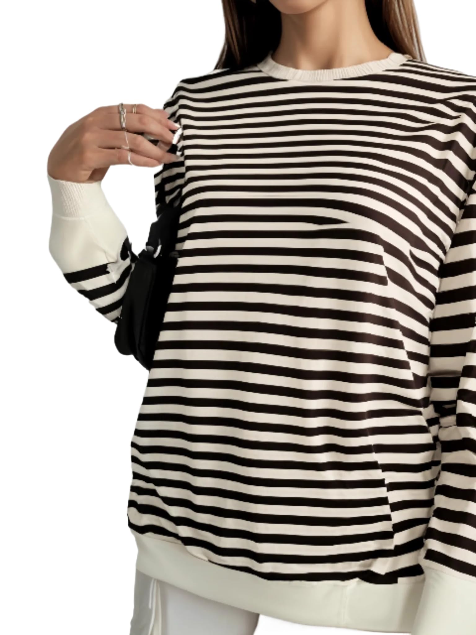 Mack Jonney Women's Striped T-Shirt - Brown