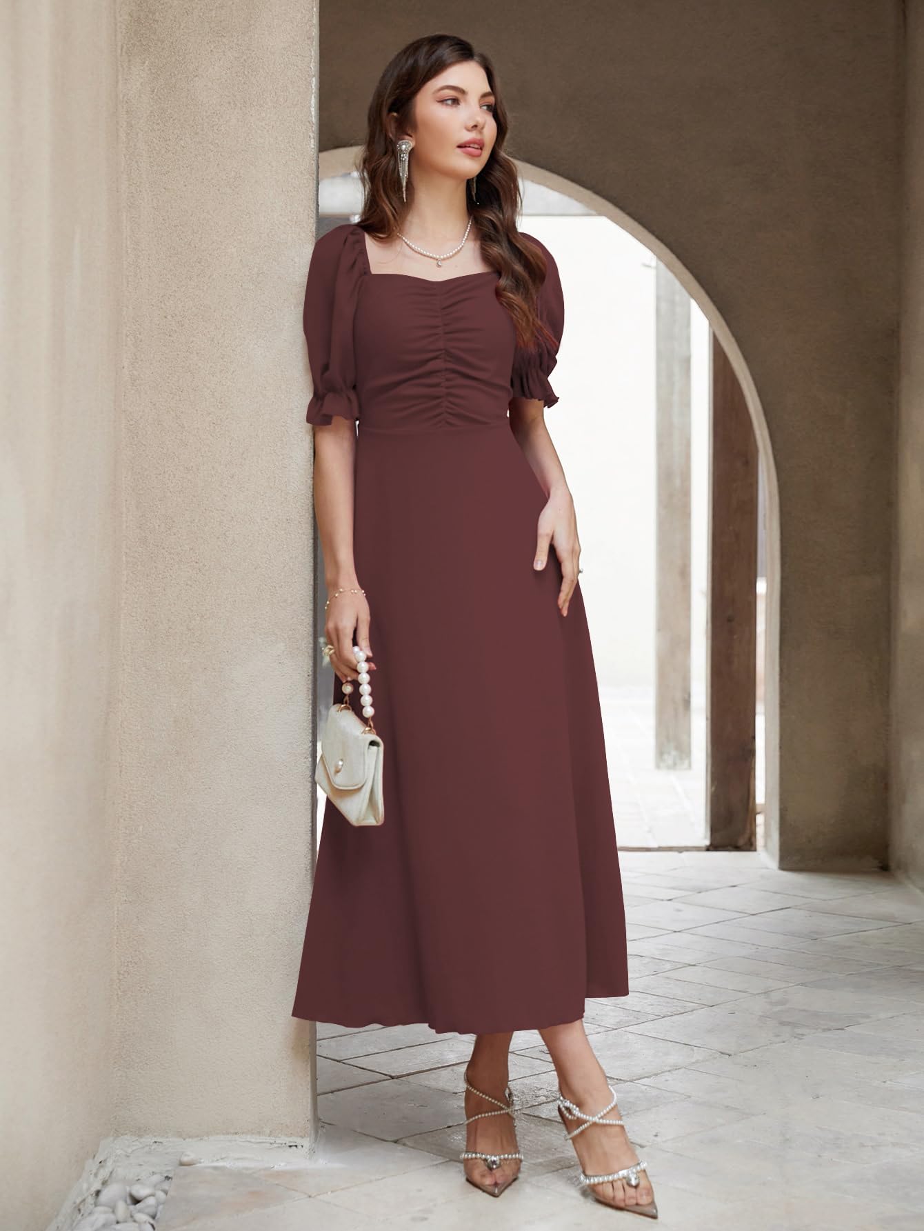 Shasmi Brown A-Line Maxi Dress for Women - Image 4