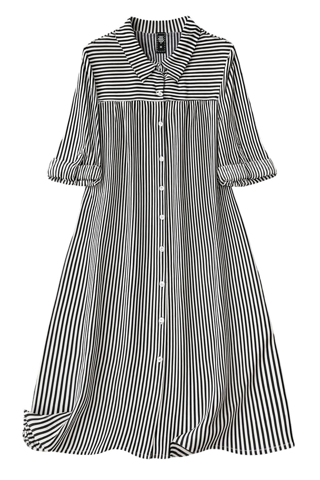 Sheetal Associates Women's Black & White Striped Shirt Dress