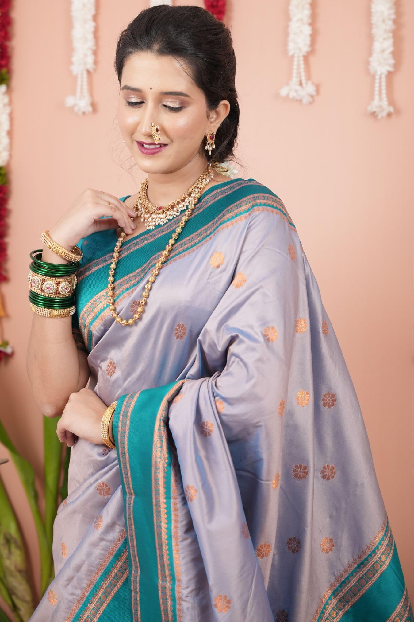 SGF Kanjivaram Soft Silk Saree for Women - Light Lavender - Image 3