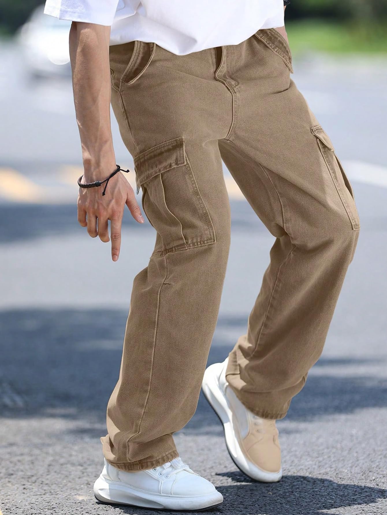 AVANOVA Men's Khaki Cargo Jeans - Image 5