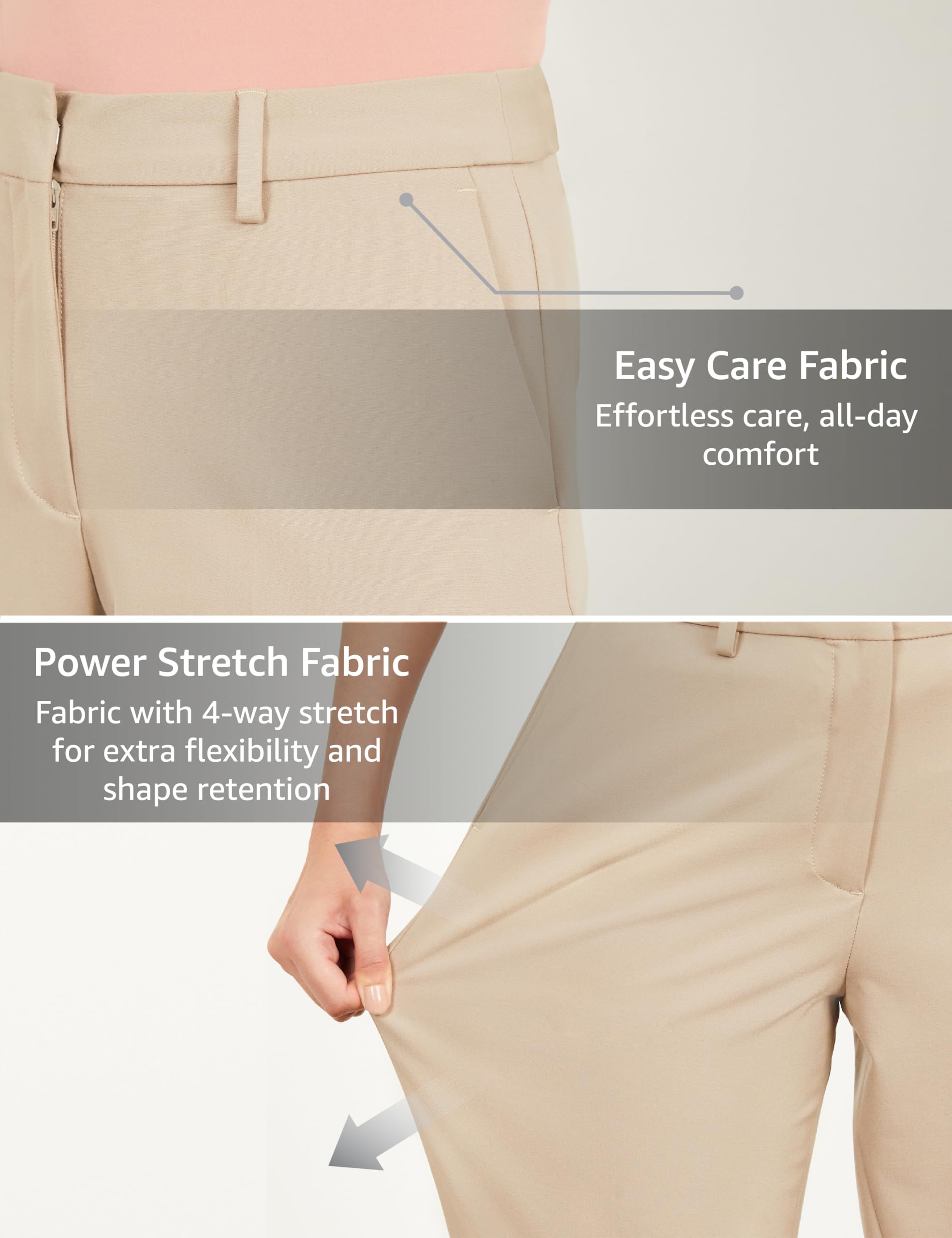 Symbol Women's Slim Mid Rise Casual Pants - Beige - Image 5