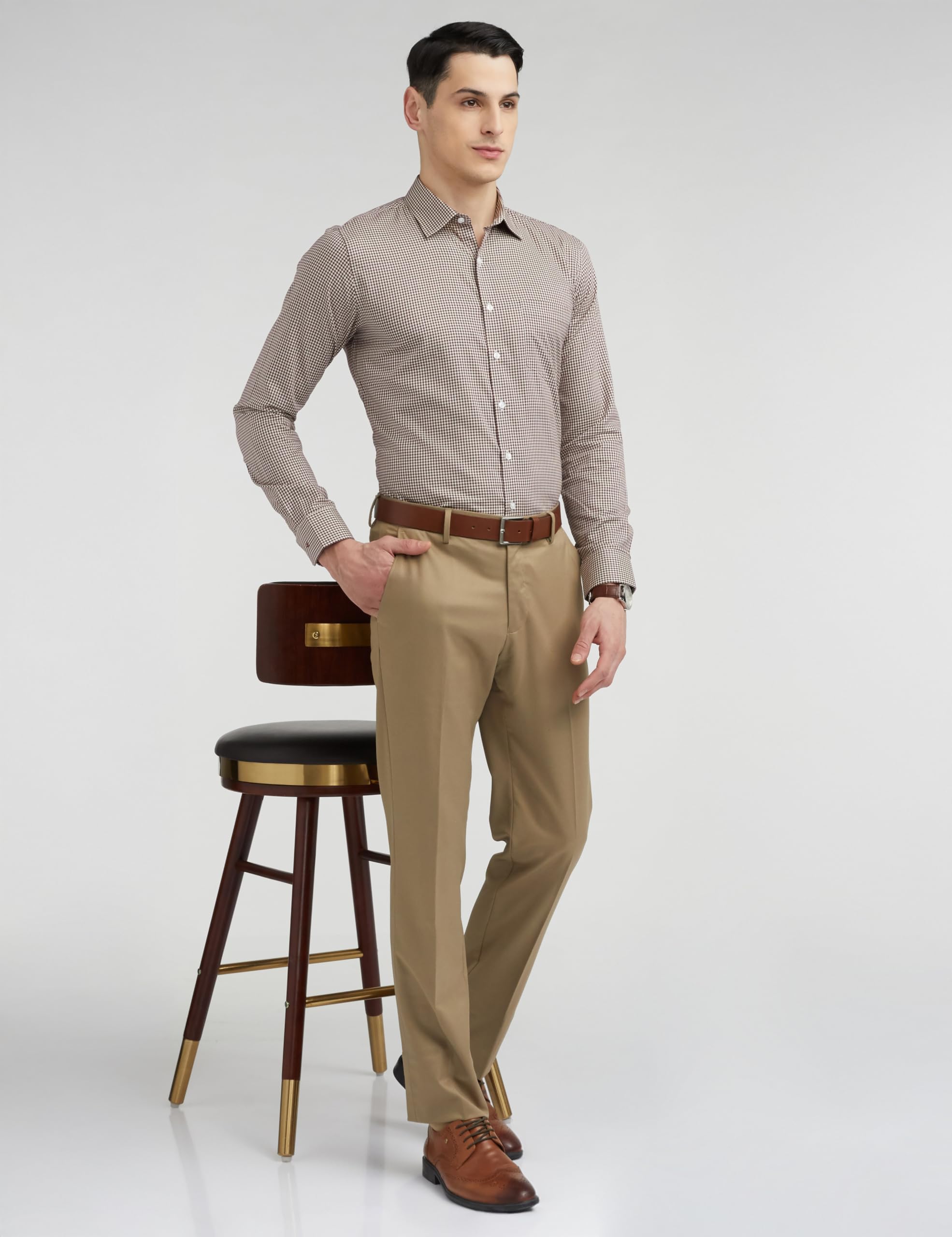 Van Heusen Men's Brown Checkered Shirt - Image 3