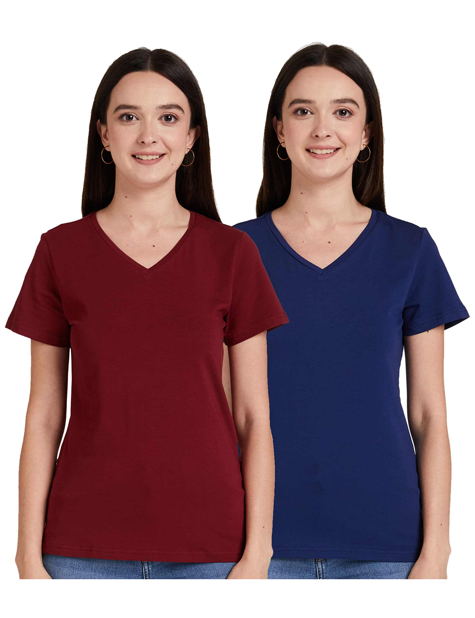 Symbol Women Cotton Stretch V Neck T-Shirt