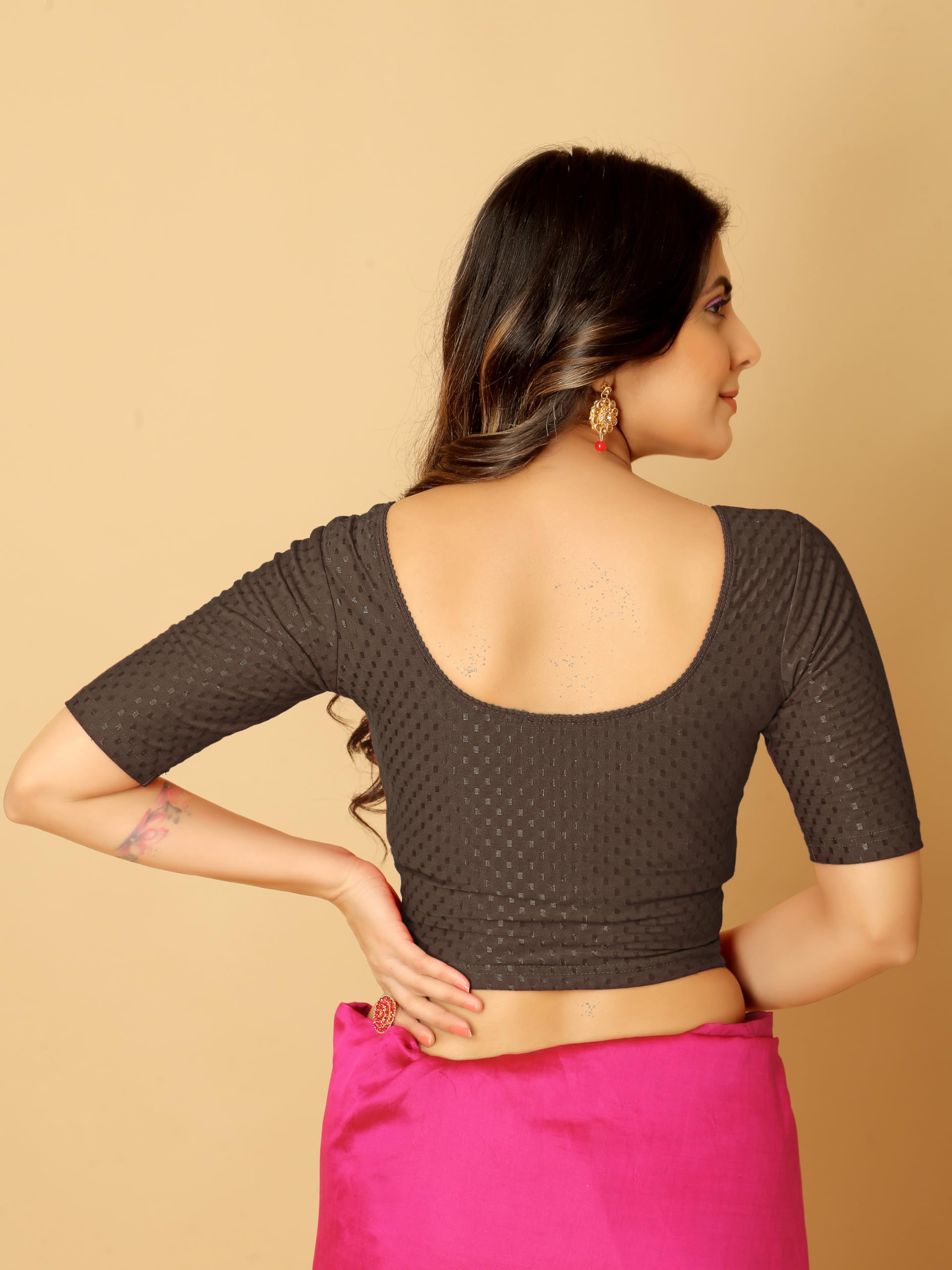 Anarva Women's Saree Blouse - Coffee - Image 4