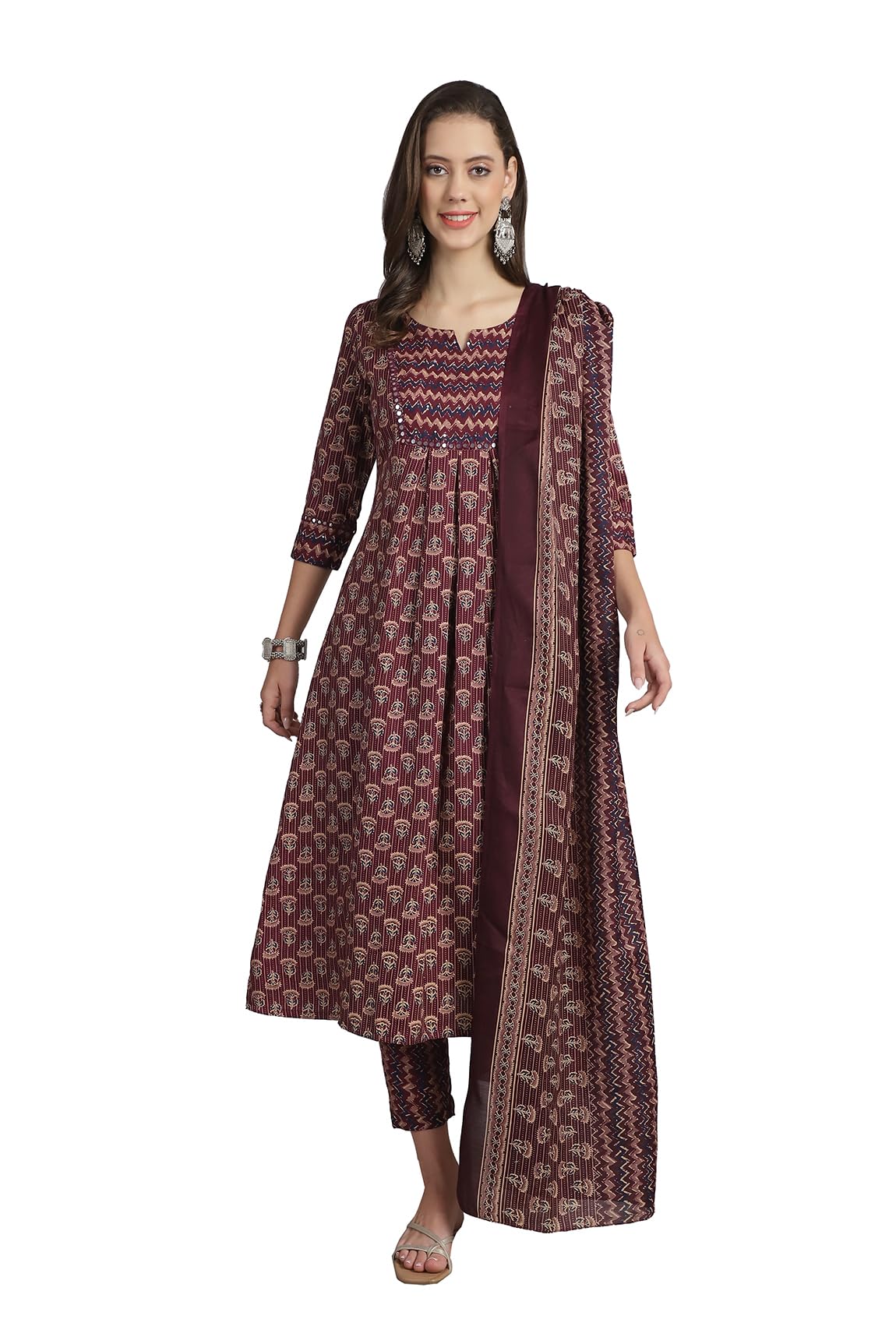 Merira Women's Jaipuri Printed Kurta Pant with Dupatta