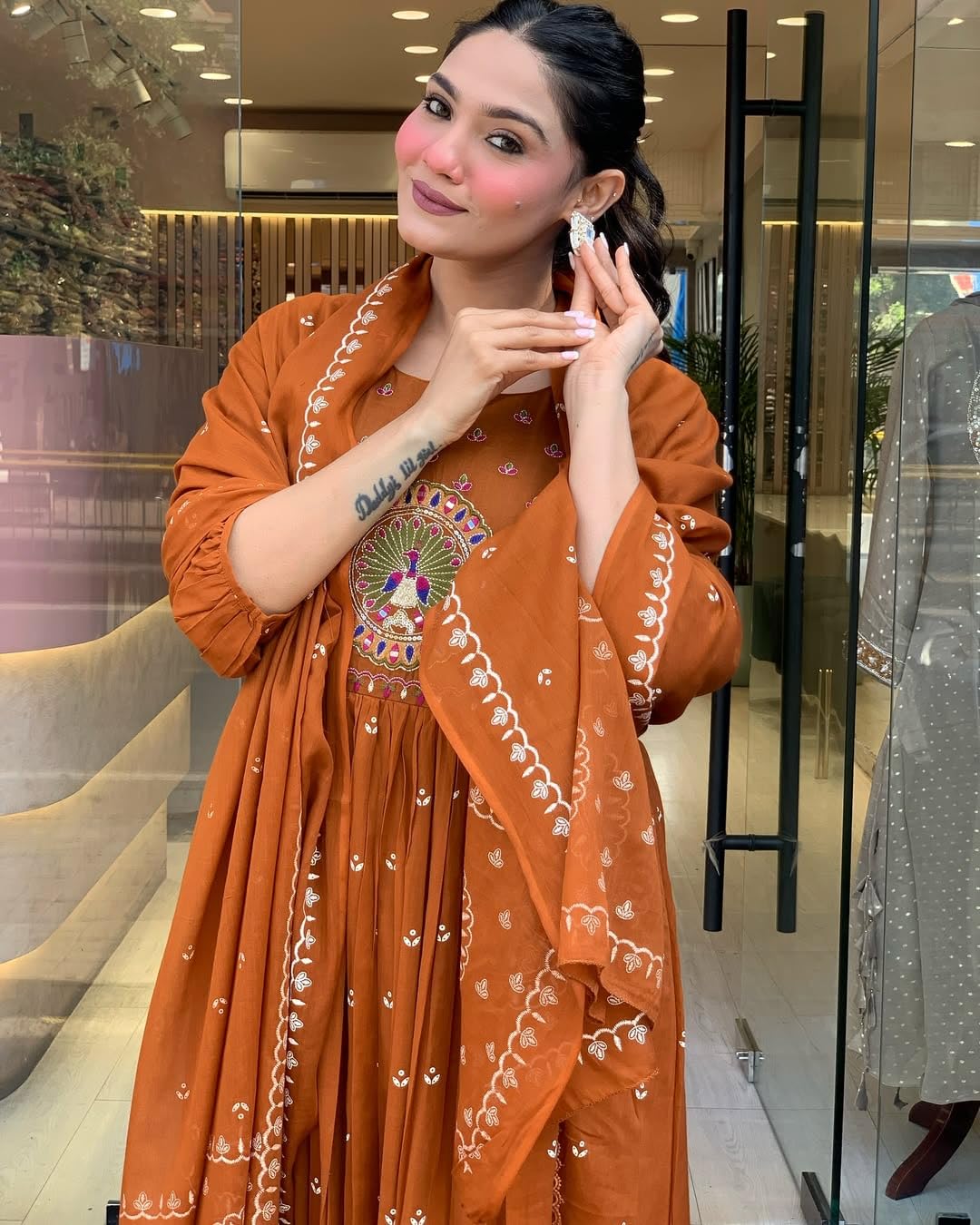 KLOSIA Multicolored Anarkali Kurta Set for Women - Image 2