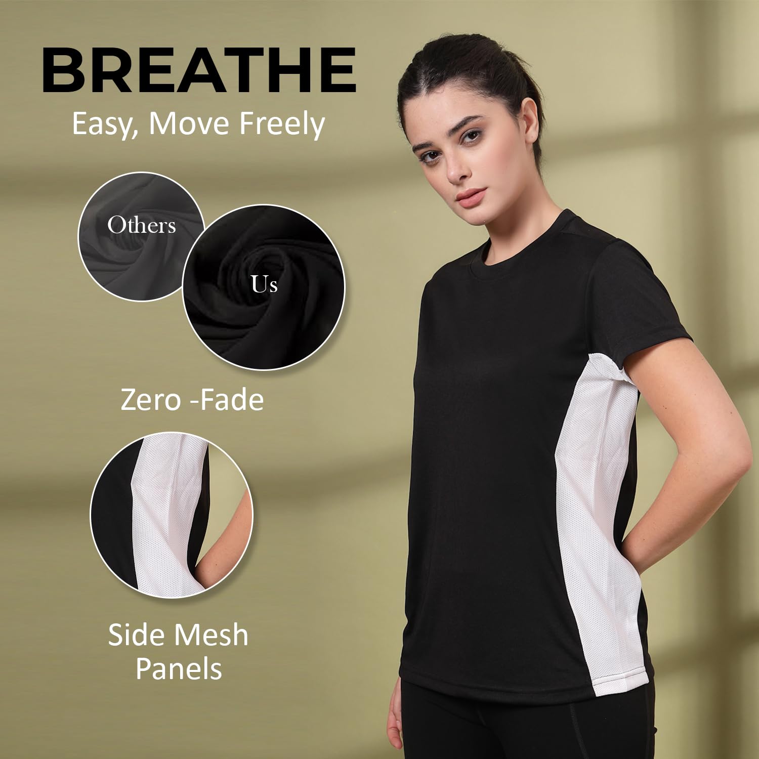 CHKOKKO Women Polyester Quick Dry Sports Tshirt - Image 3