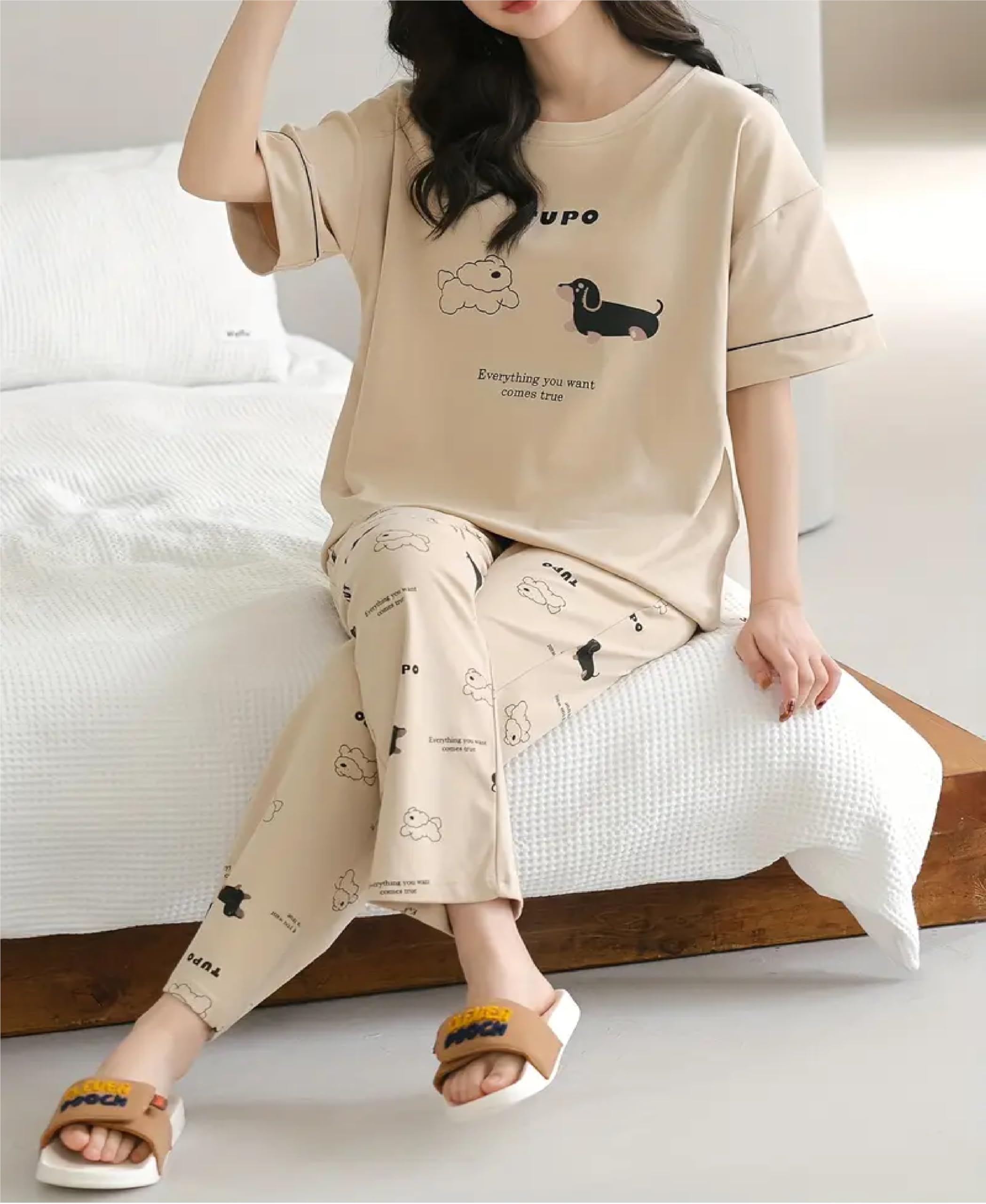 Louis Women Cotton Blend Geometric Pajama Set - Image 5