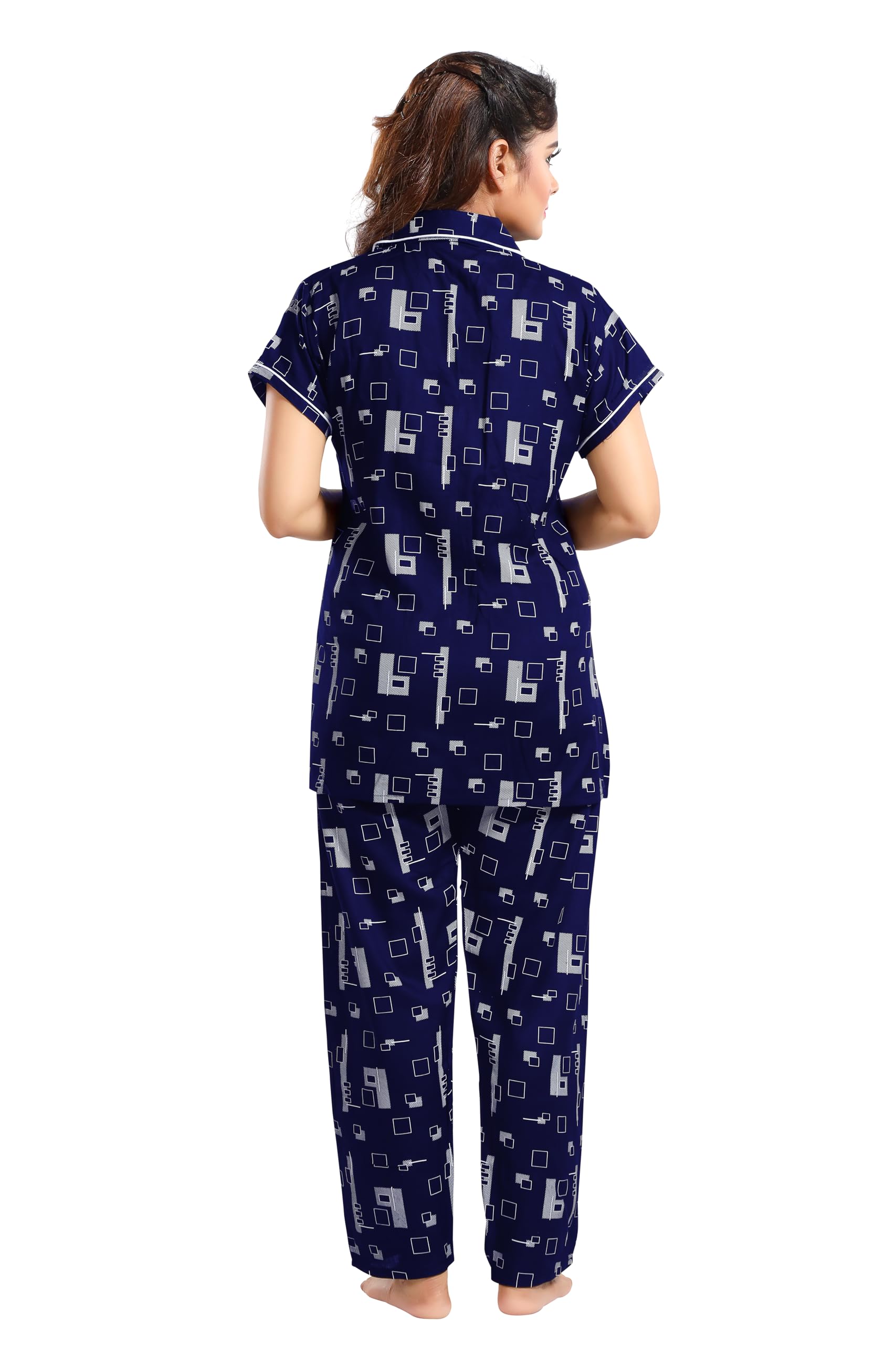 YAZIA Women's Blue Cotton Printed Night Suit - Image 4