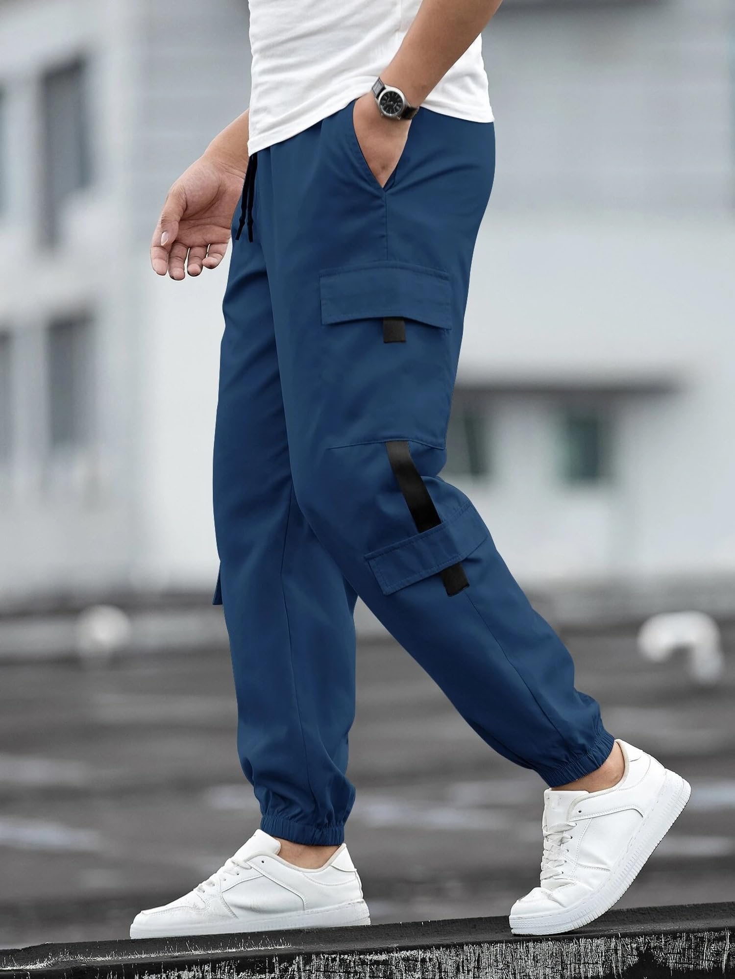 Lymio Men's Track Pant - Black Blue - Image 3