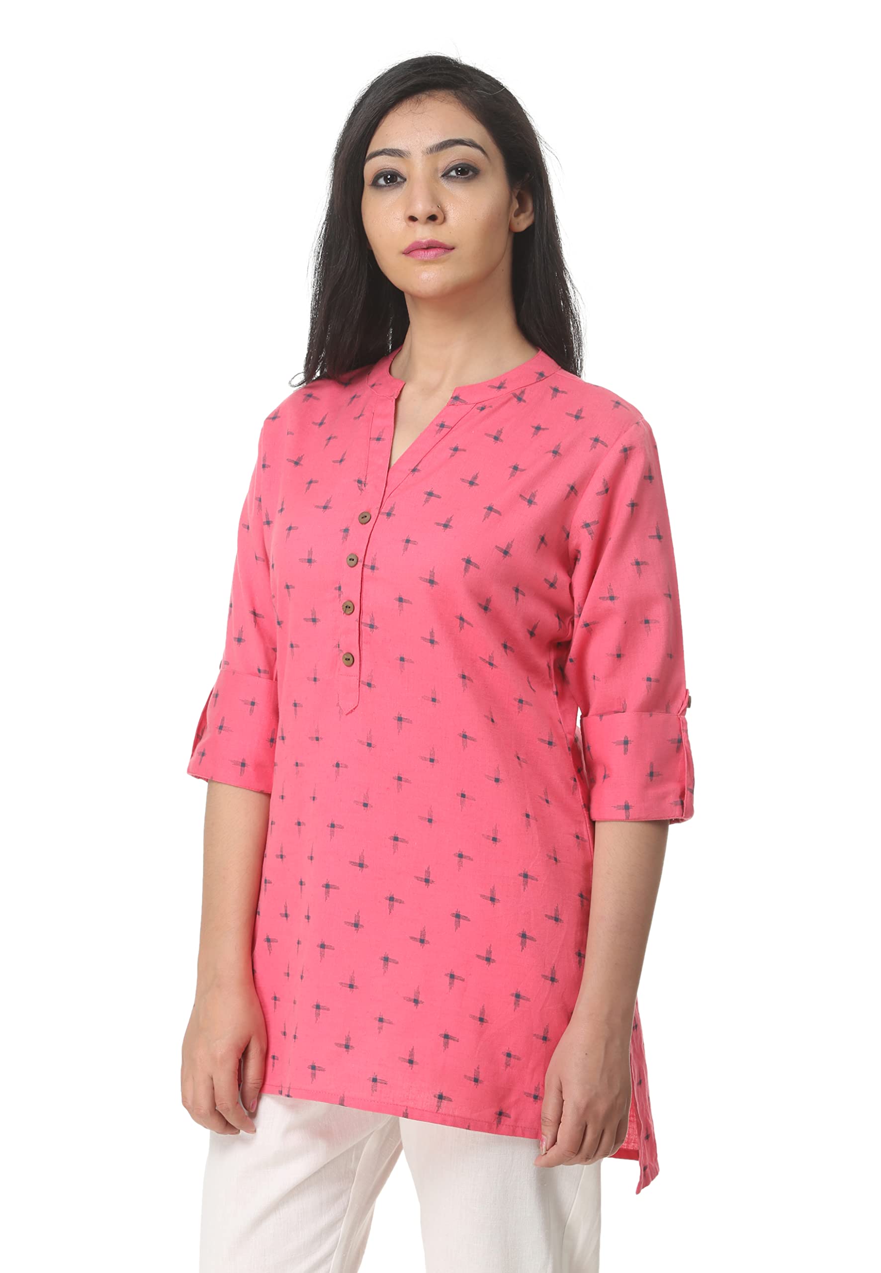 Pistaa Women Cotton Straight Kurta - Peach - Image 3