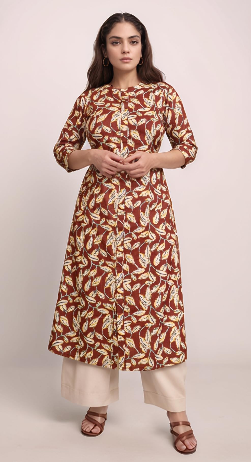 GarbGlide Women Ajrakh Printed Kurta - Maroon - Image 2