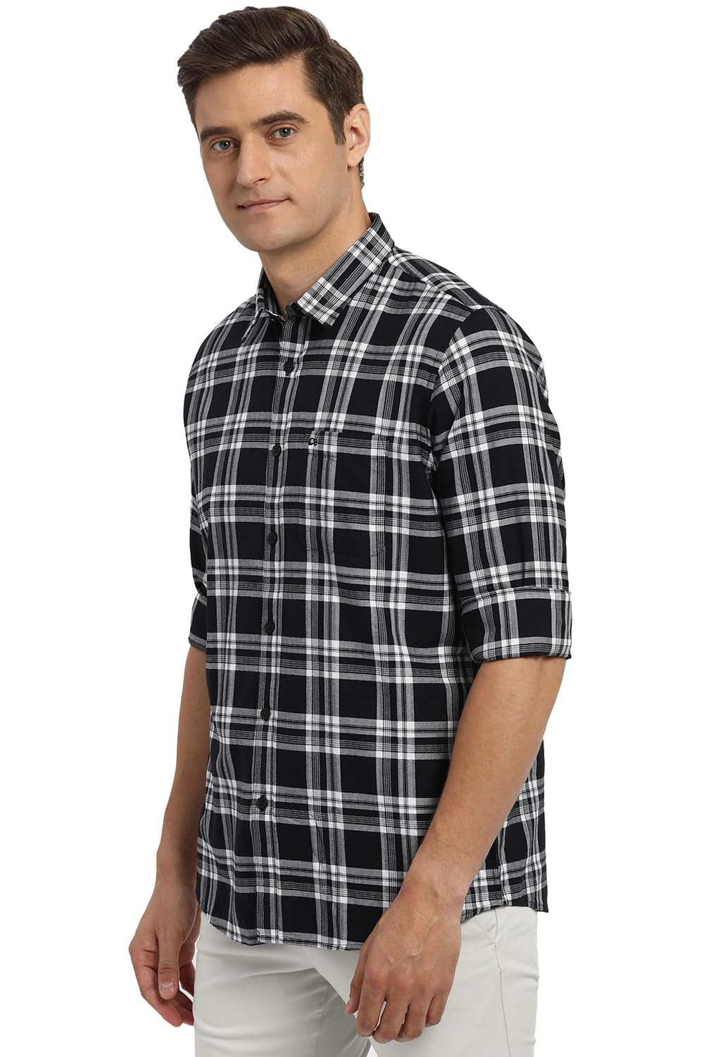 Peter England Men's Black Checkered Shirt - Image 2