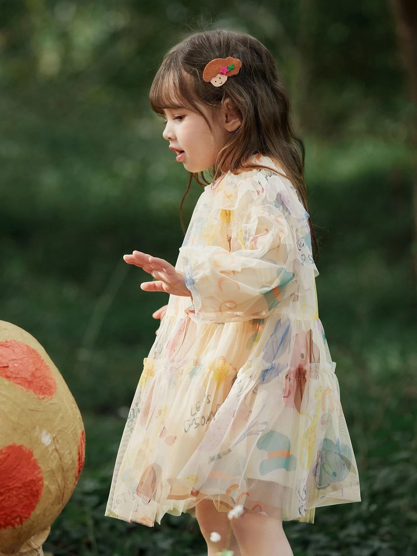 TAGAS Heart Print Girl Dress - Cream - Image 5