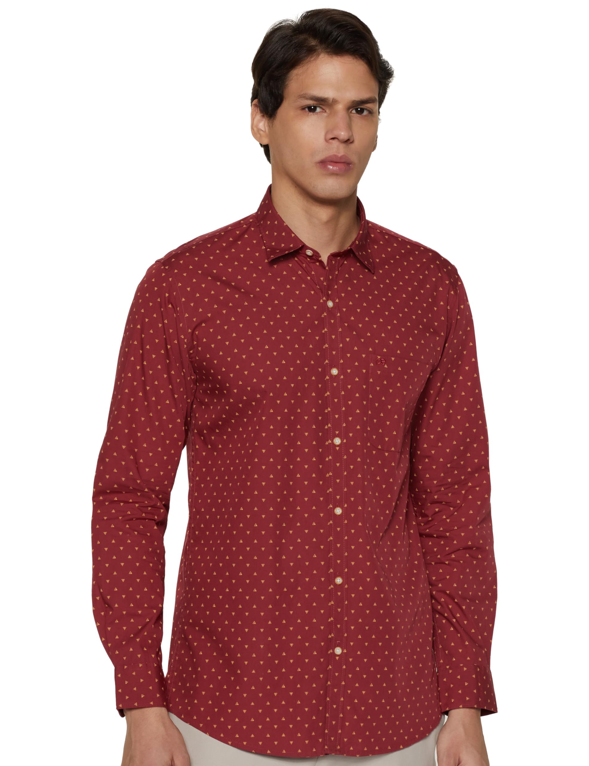 Peter England Men's Printed Casual Shirt - Maroon