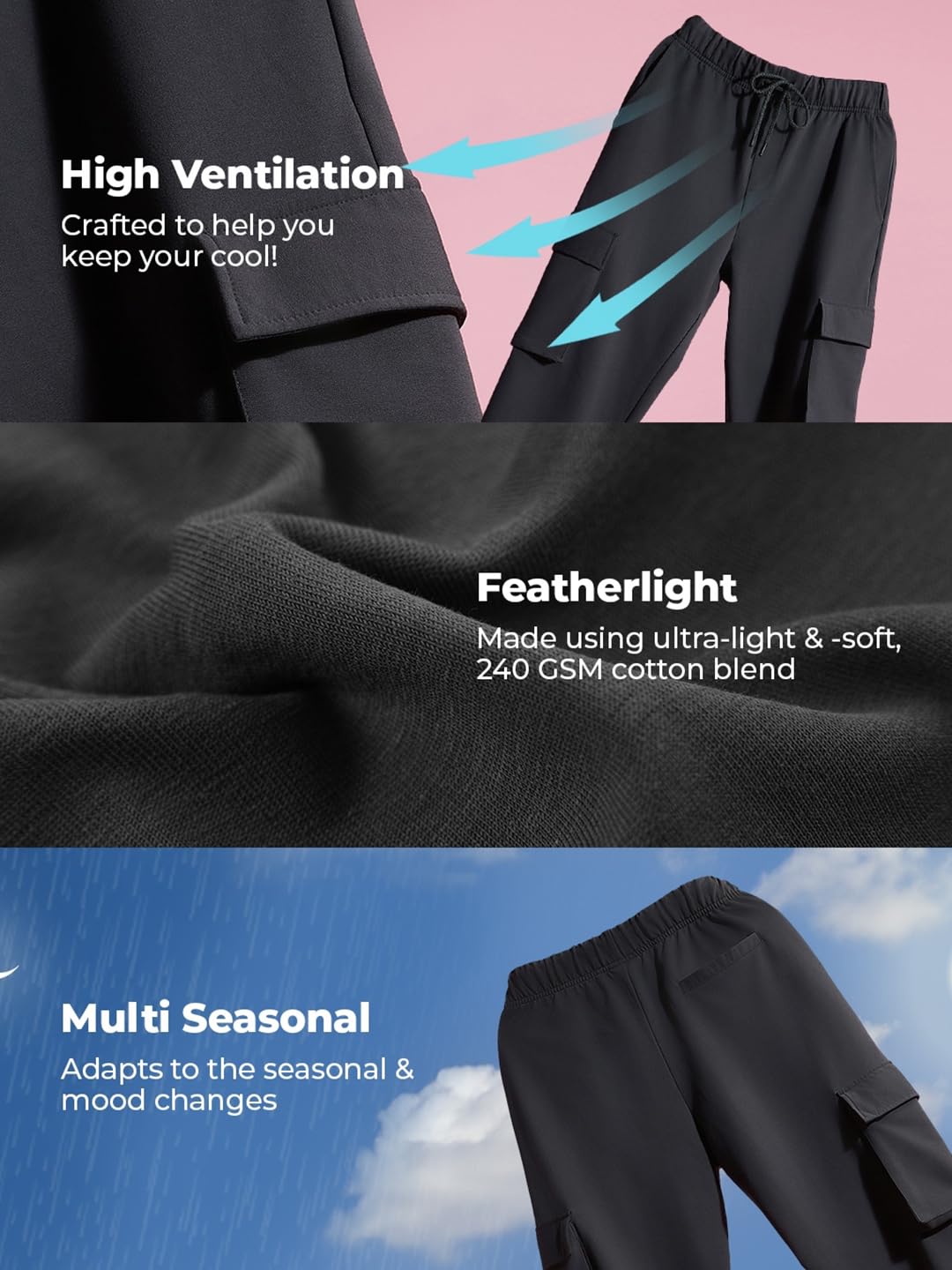 Bewakoof Men's Solid Oversized Cargo Joggers - Blue - Image 5