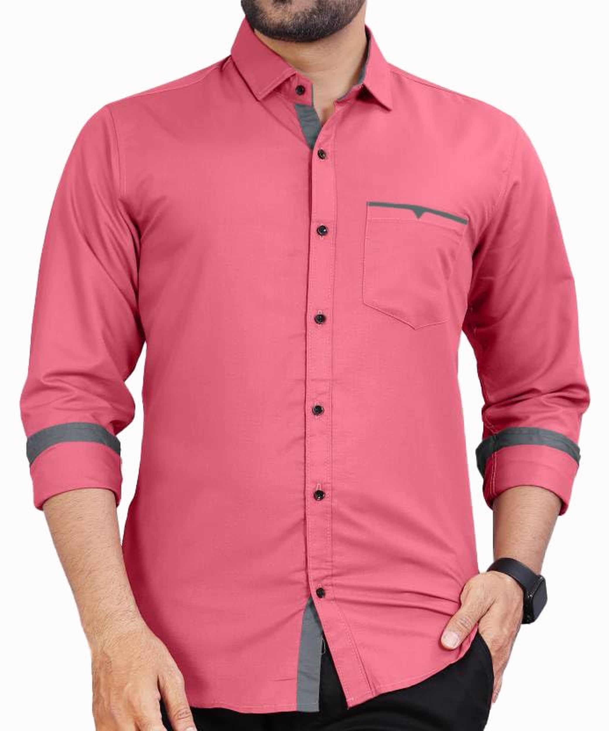CB-COLEBROOK Men's Dark Pink Cotton Casual Shirt