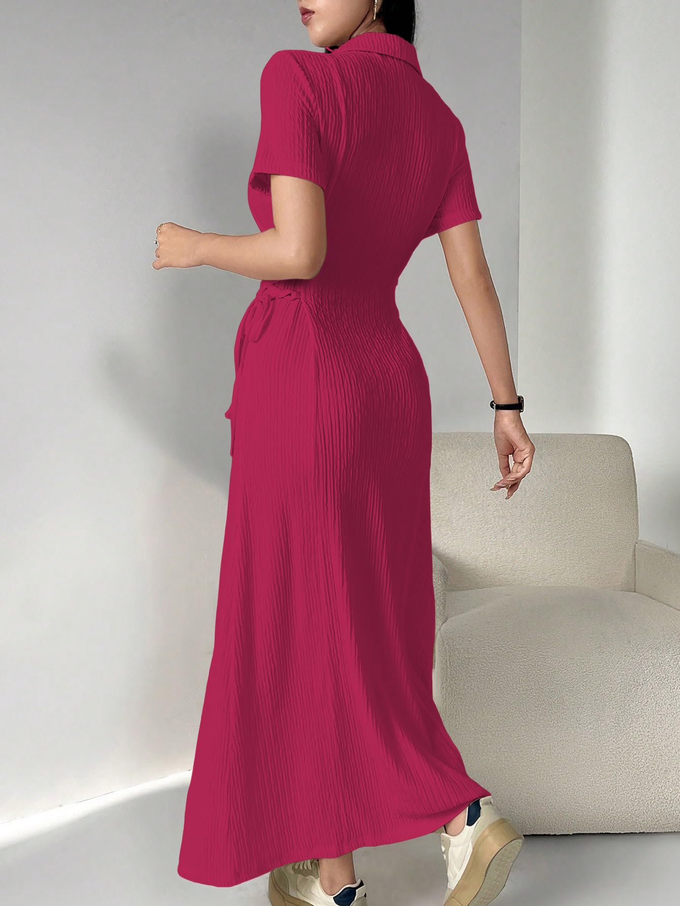 Shasmi Women's Hot Pink Applique Lace-Up Dress - Image 2