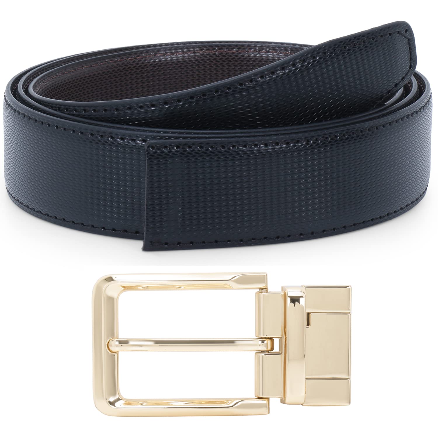 Labnoft Men Leather Reversible Belt - Black - Image 5
