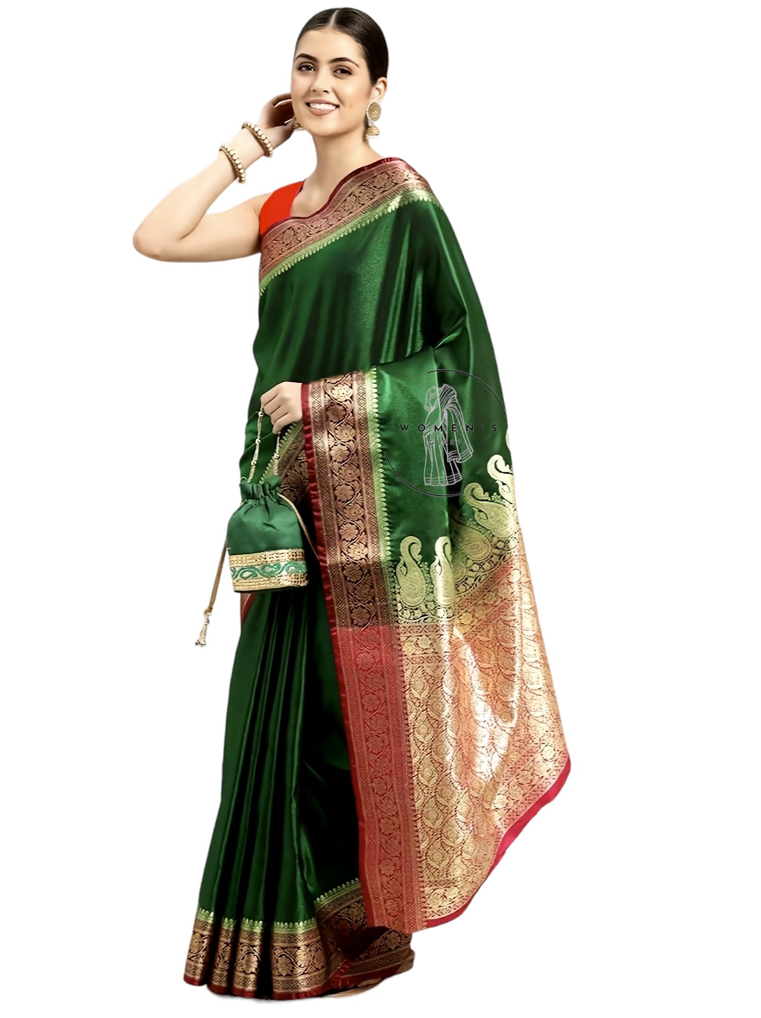 GarbGlide Kanjivaram Lichi Silk Saree for Women