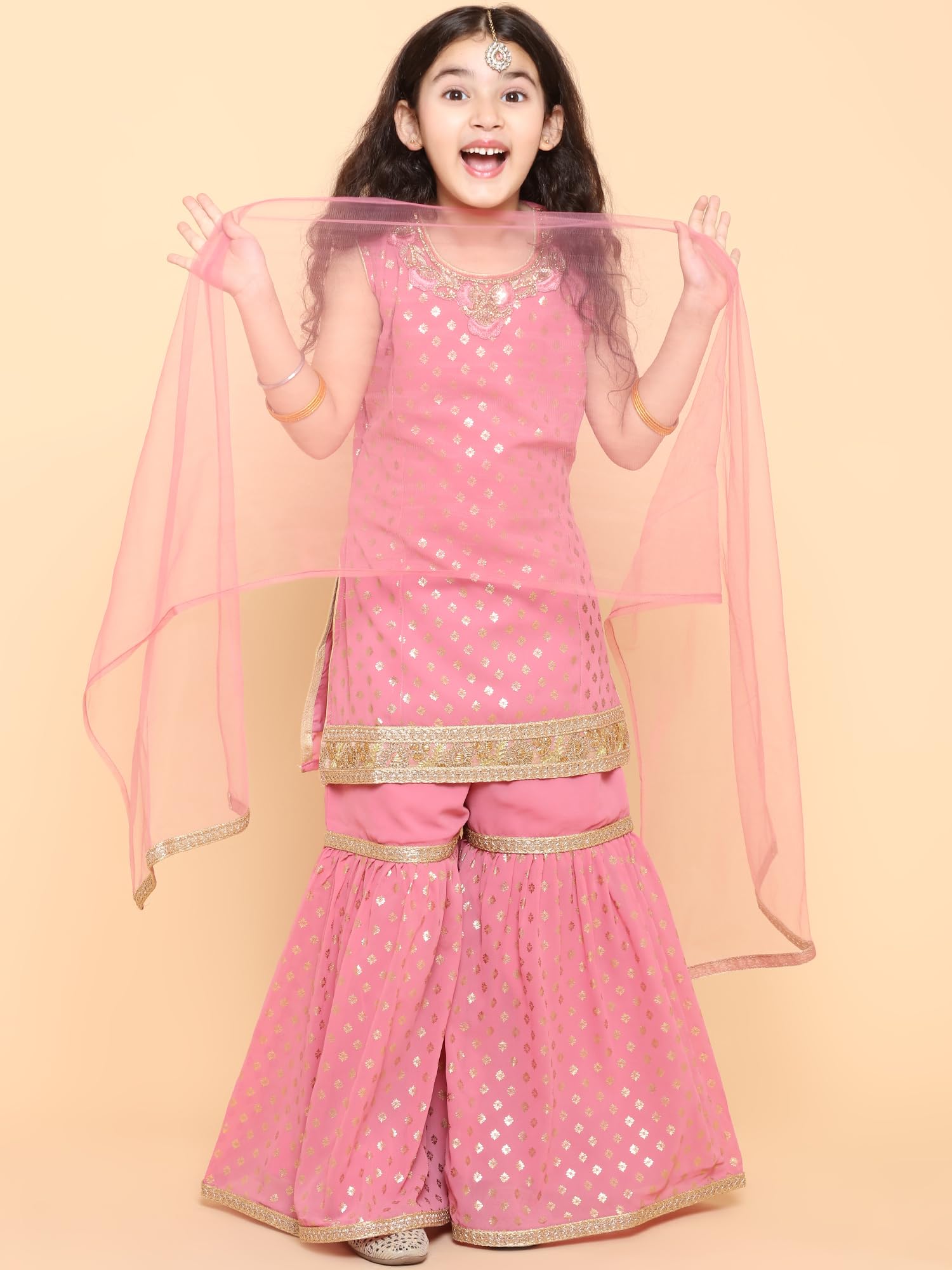 AJ DEZINES Girls Georgette Sharara Kurta Set - Image 2