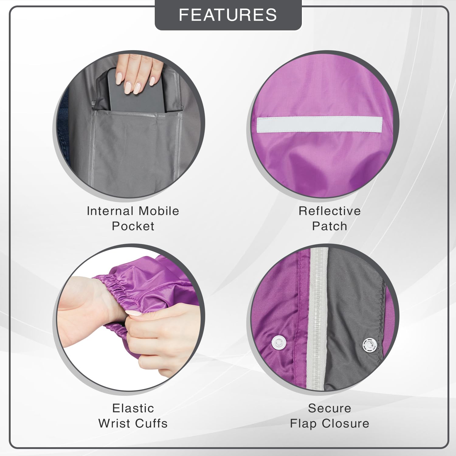 Women's Polyester Raincoat - Purple - Image 3