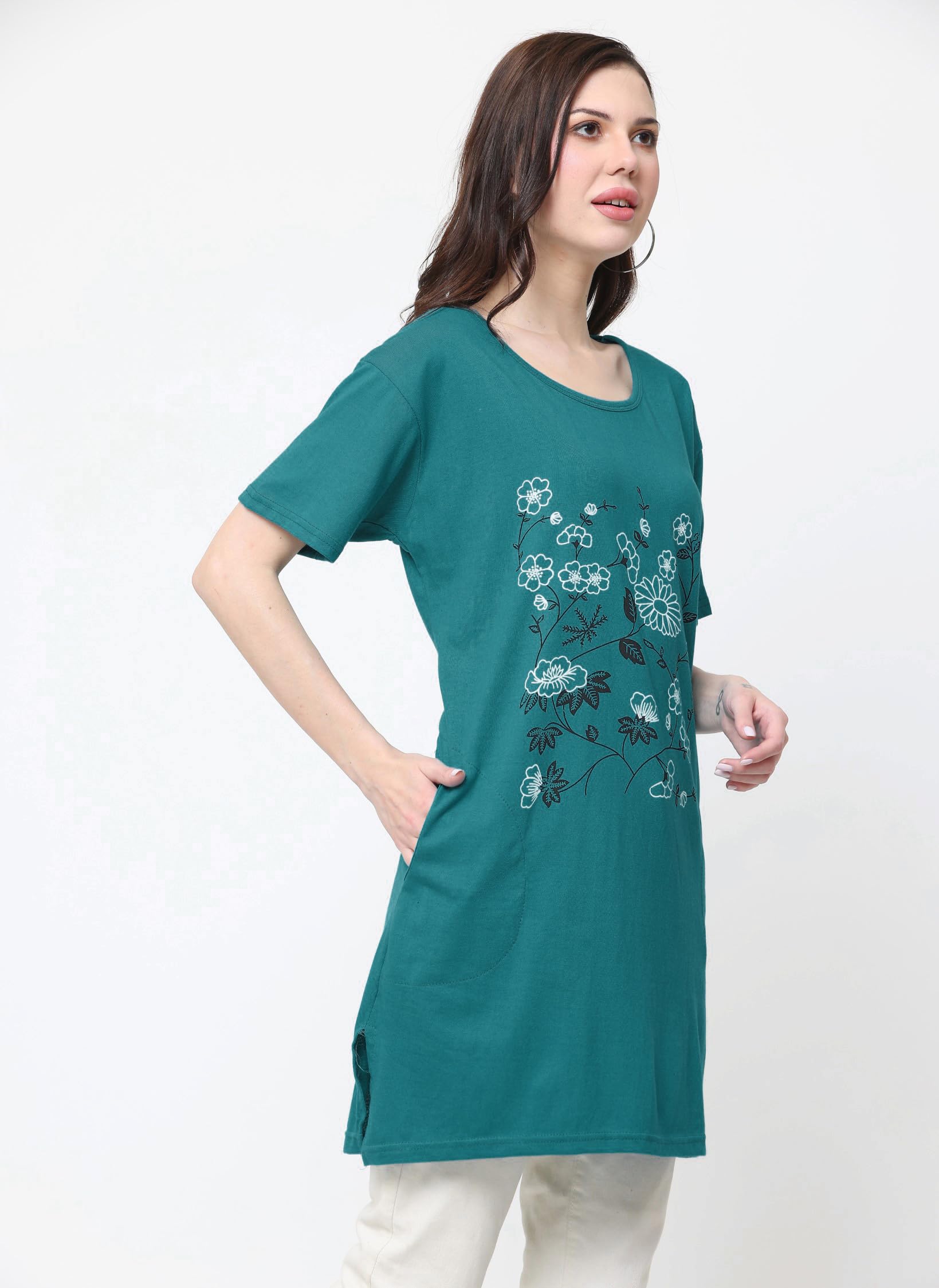 DDASPRATION Women Cotton Printed Long T-Shirt - Image 3