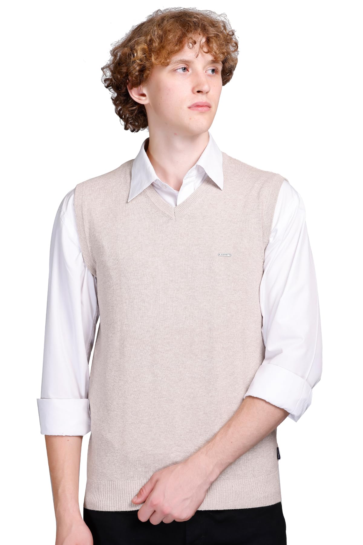 GODFREY Mens V-Neck Sleeveless Sweater Multicolor