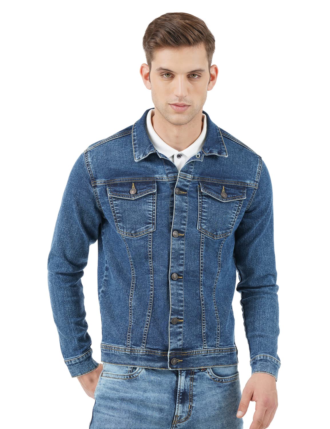 INKD Men's Stretch Denim Jacket - Indigo