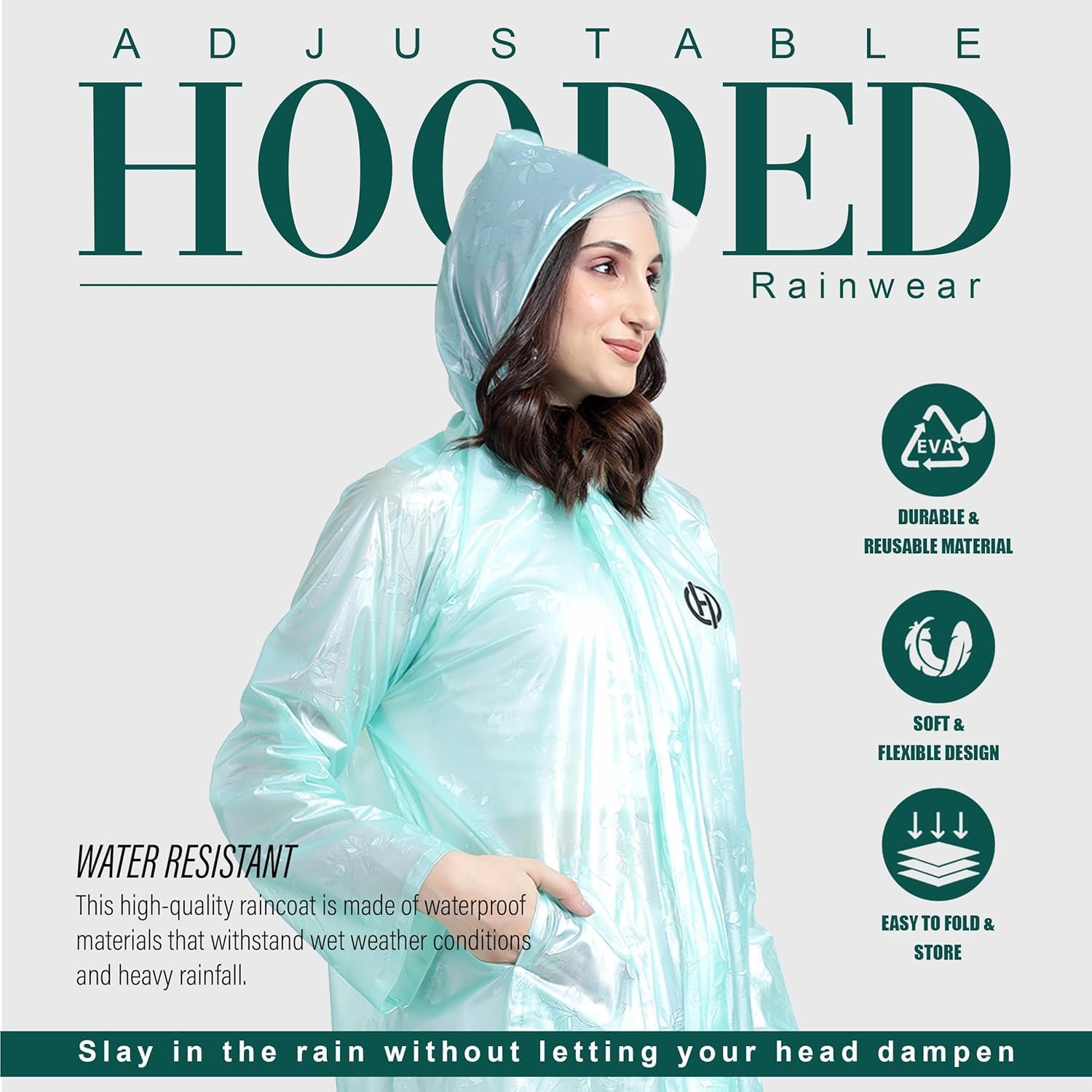 HACER Petals Raincoat Poncho for Women Waterproof - Image 5