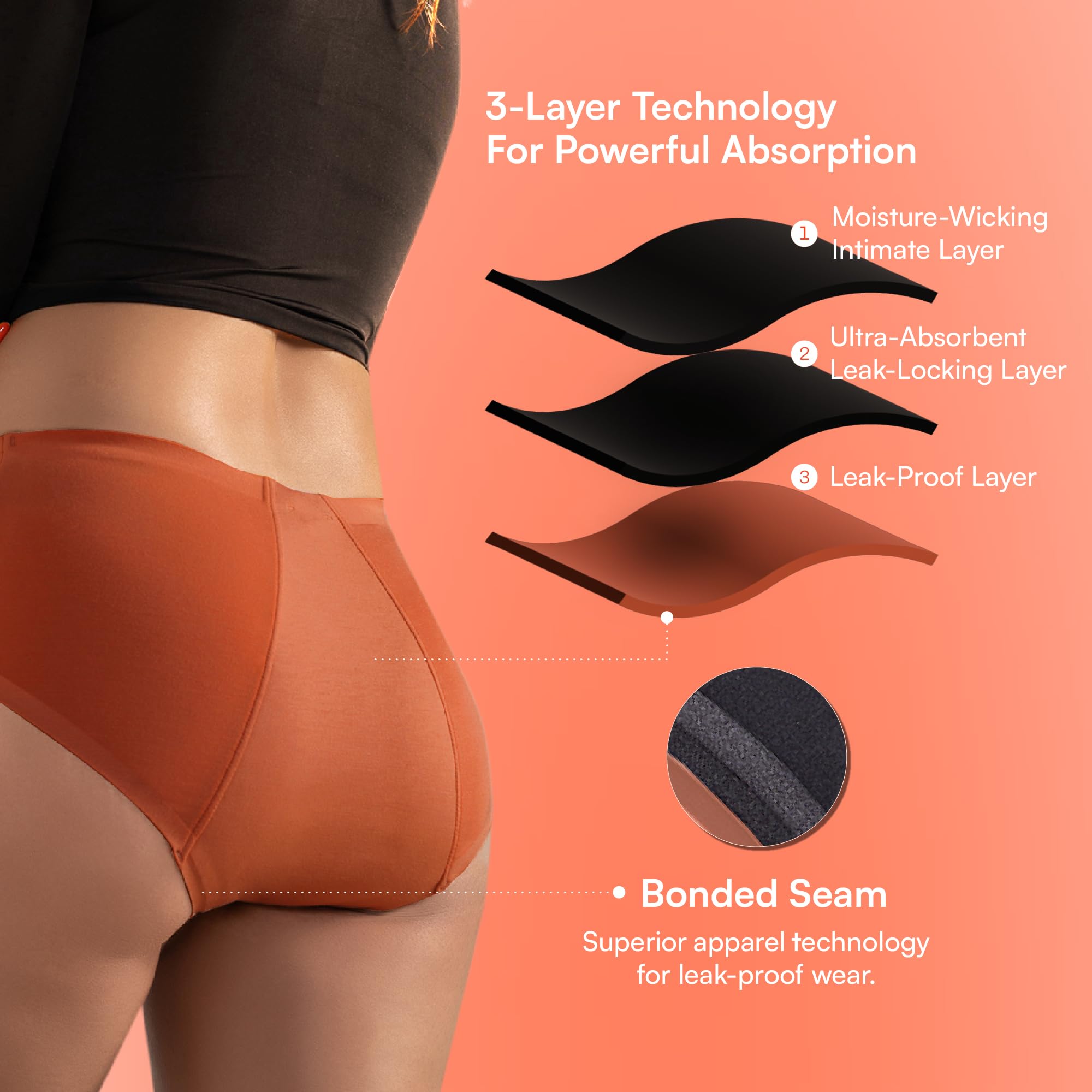 Mahina Period Panty for Women & Girls - Cotton Black - Image 3