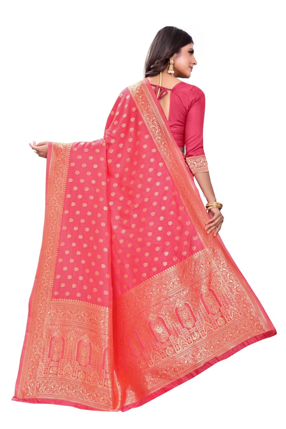 Peach Banarasi Silk Saree for Women - Image 2
