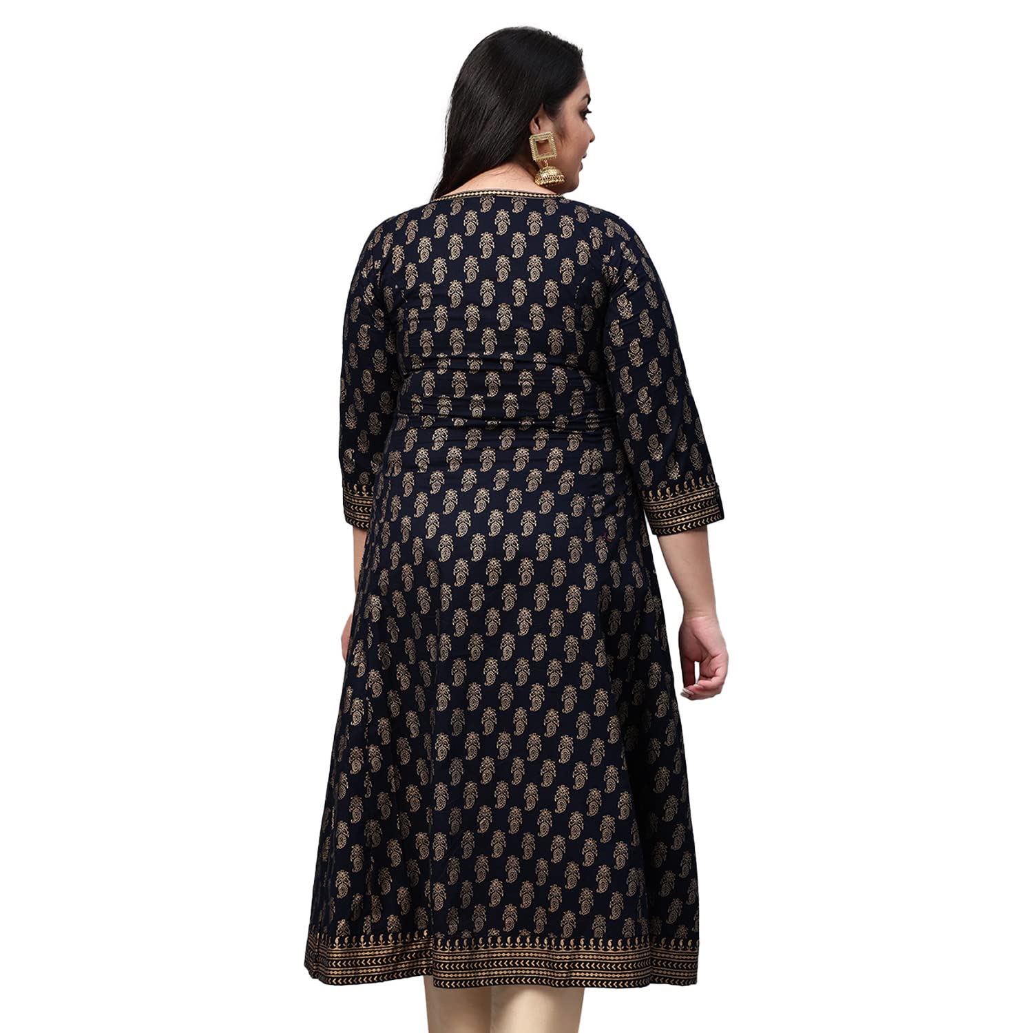 Yash Gallery Black Floral Anarkali Kurta for Women - Image 4