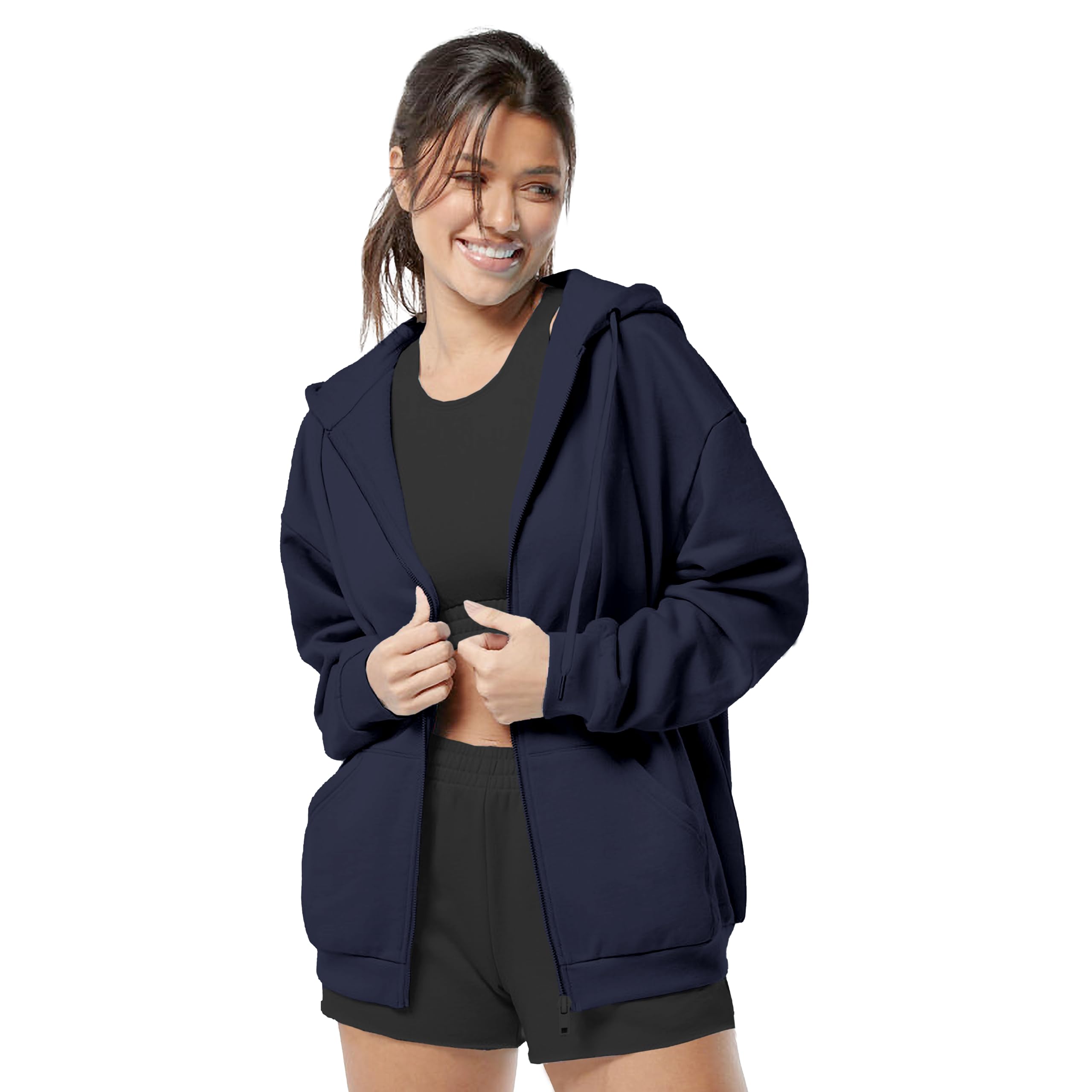 Funky Monkey Women's Zip-Up Hoodie - Navy Blue - Image 2