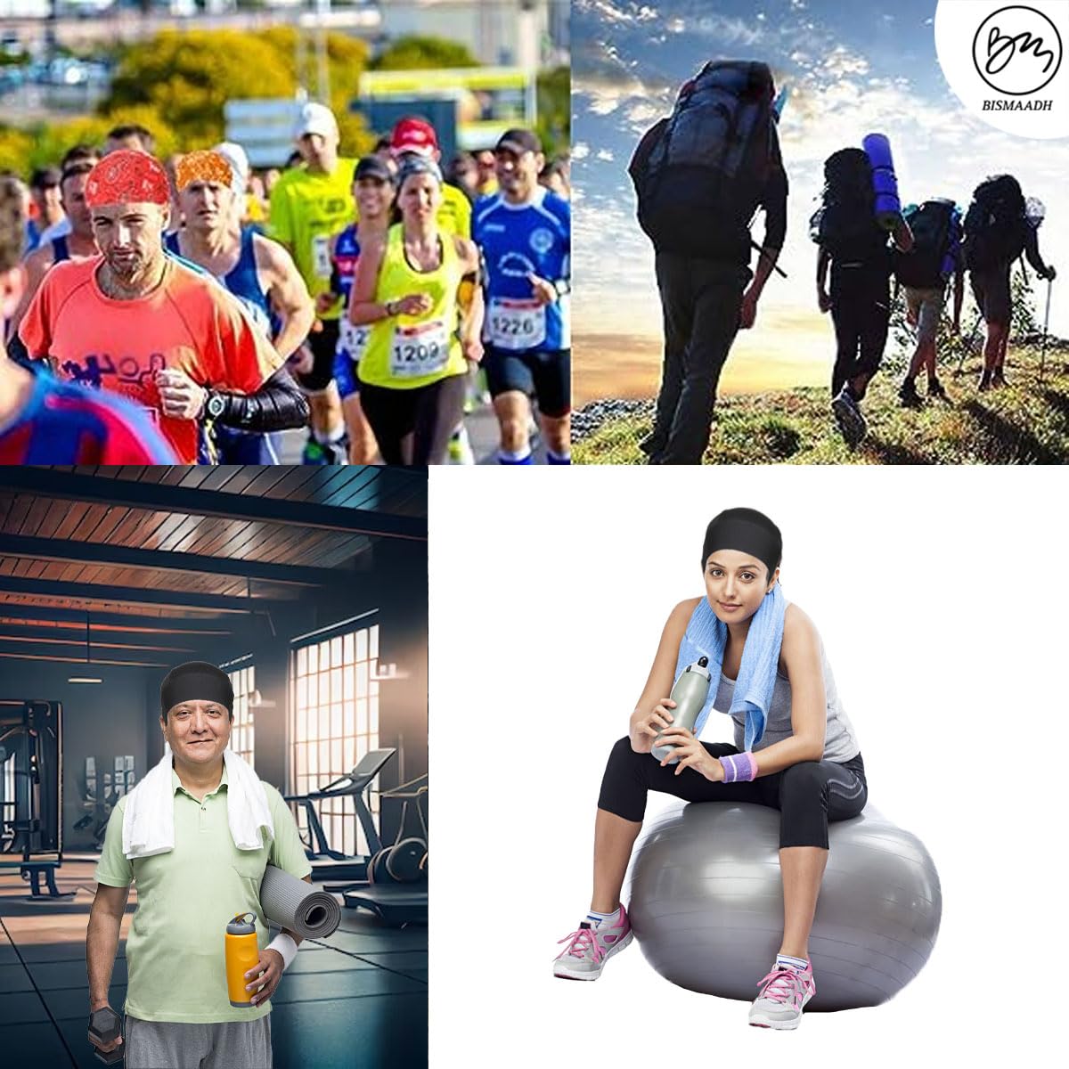 BISMAADH Unisex Spandex Bandana - Light Grey - Image 5