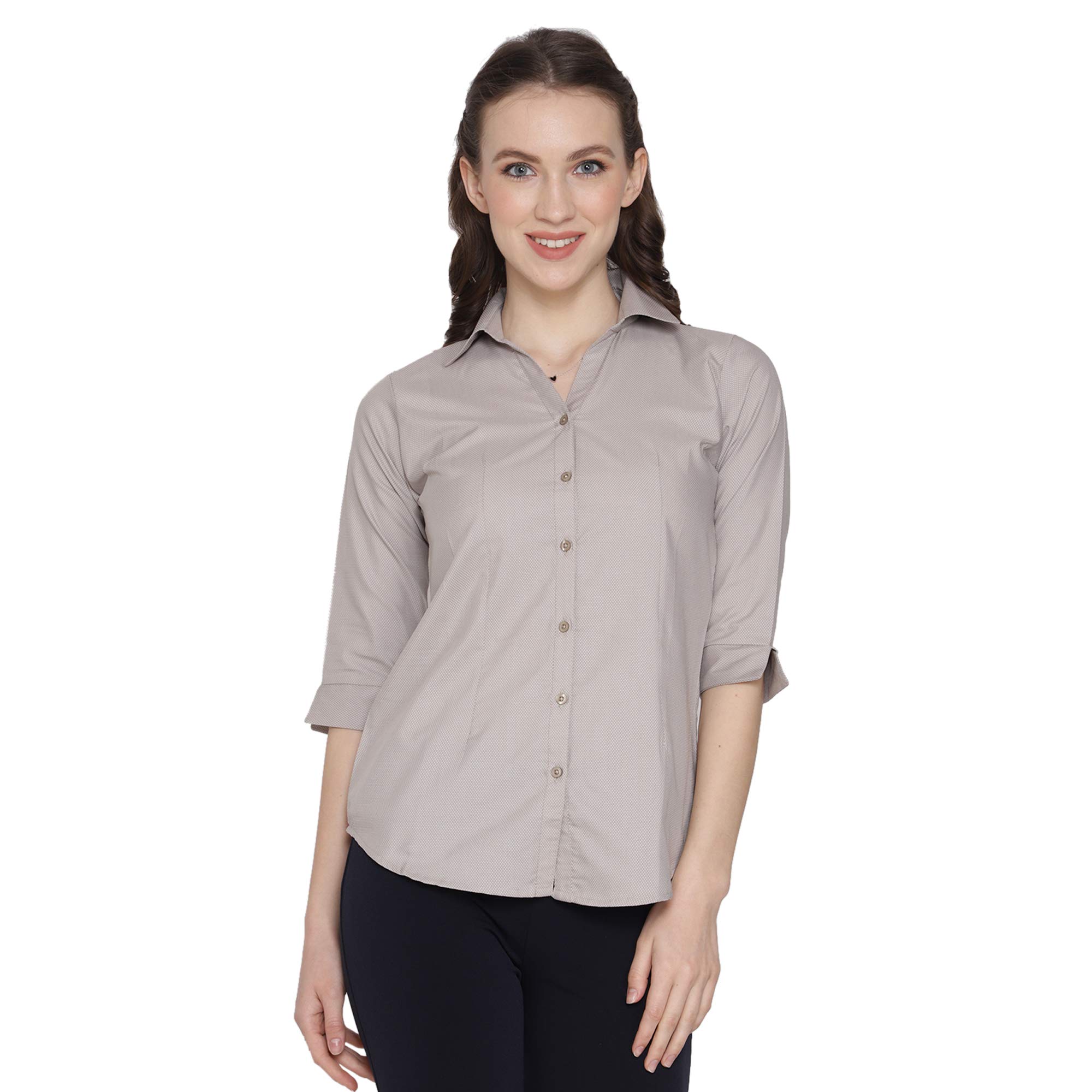 Ronin Chambray Cotton Shirt for Women - Beige Blue