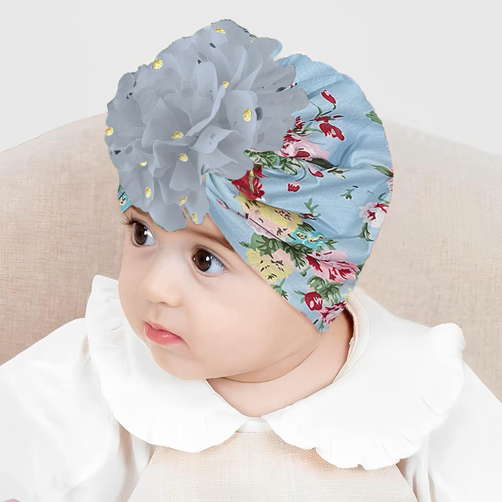 Baby Turban Hat - Unisex Floral - Image 5